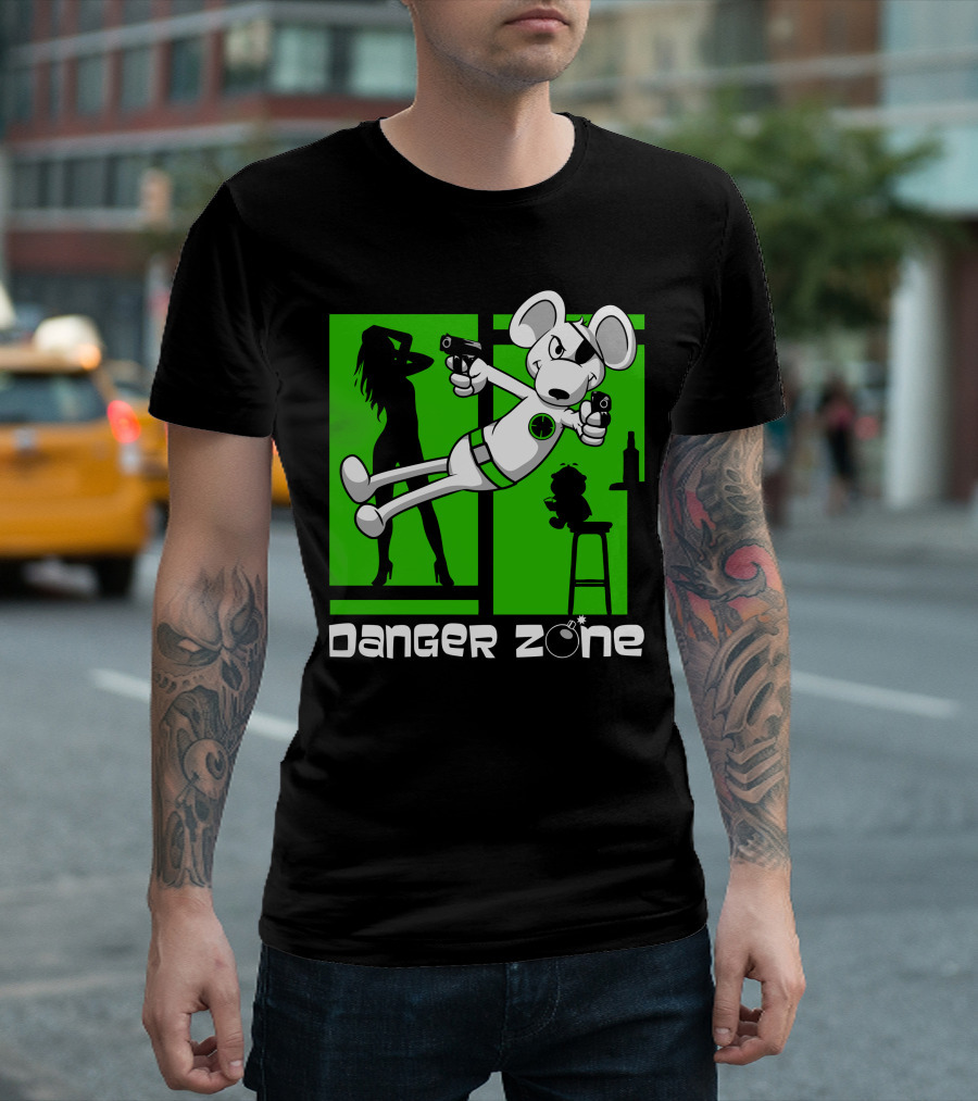 Danger Zone Secret Agent Mouse Silhouette Adventure T-Shirt