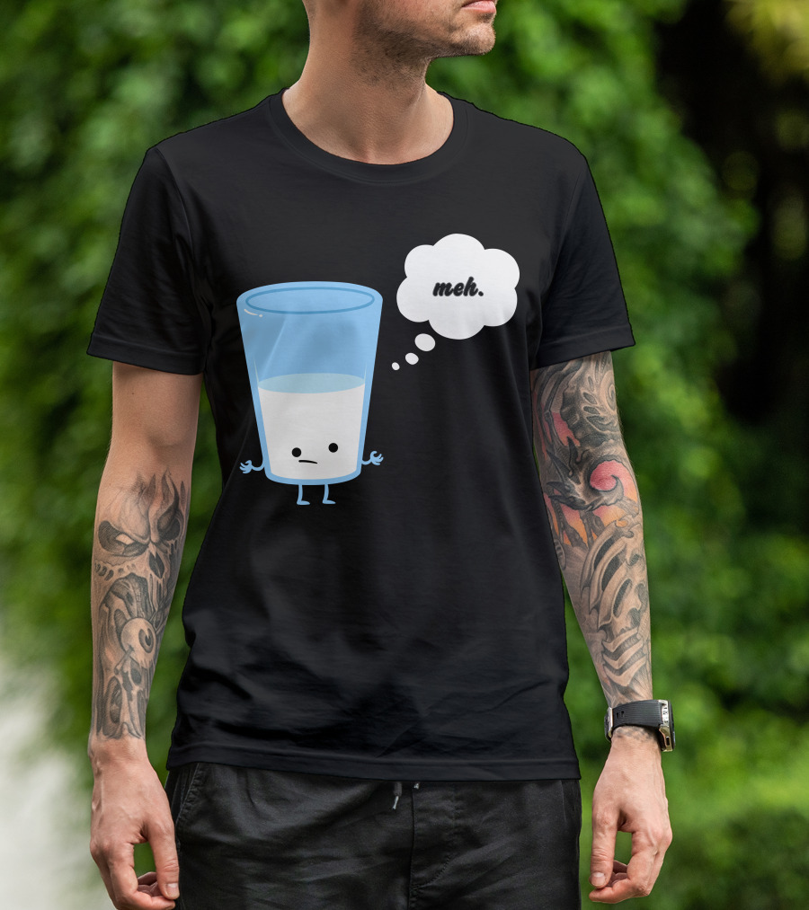 Mehssimist Glass Half Empty Meh Thought Bubble T-Shirt