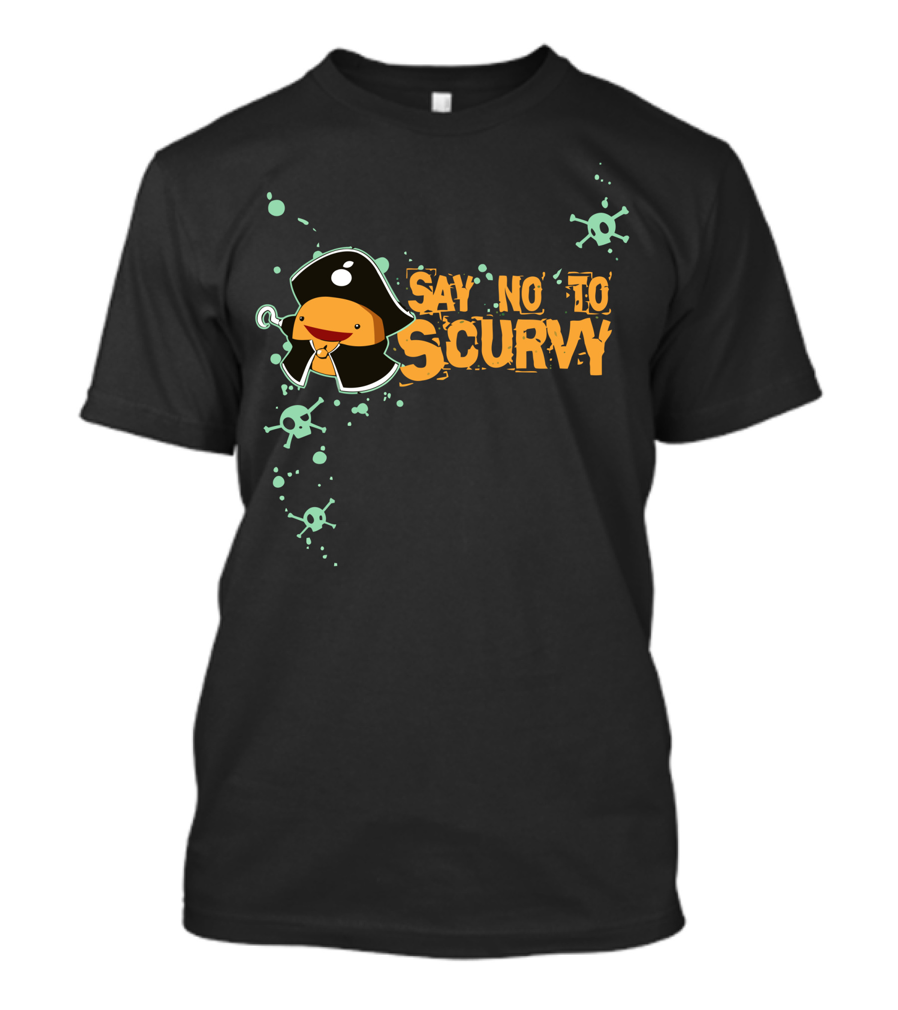 Say No To Scurvy Pirate Orange Character With Skull And Crossbones T-Shirt