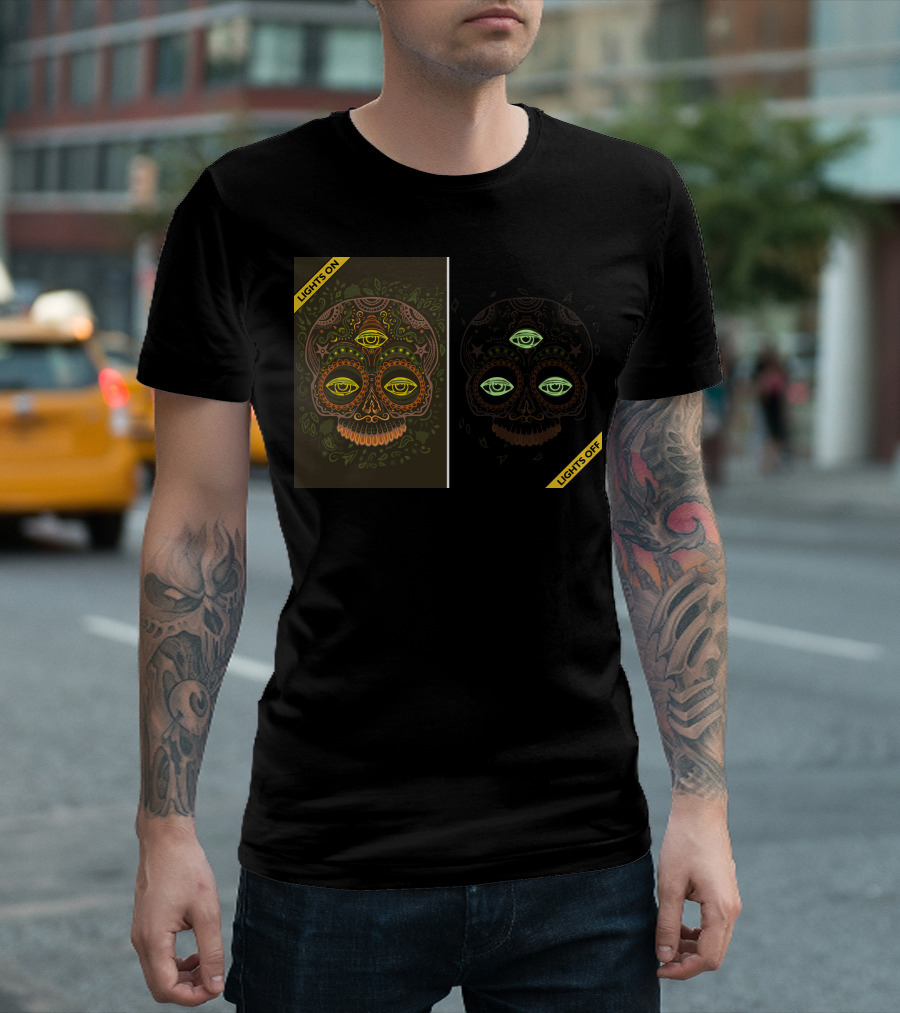 See No Evil Three Eyed Skull Lights On Off T-Shirt