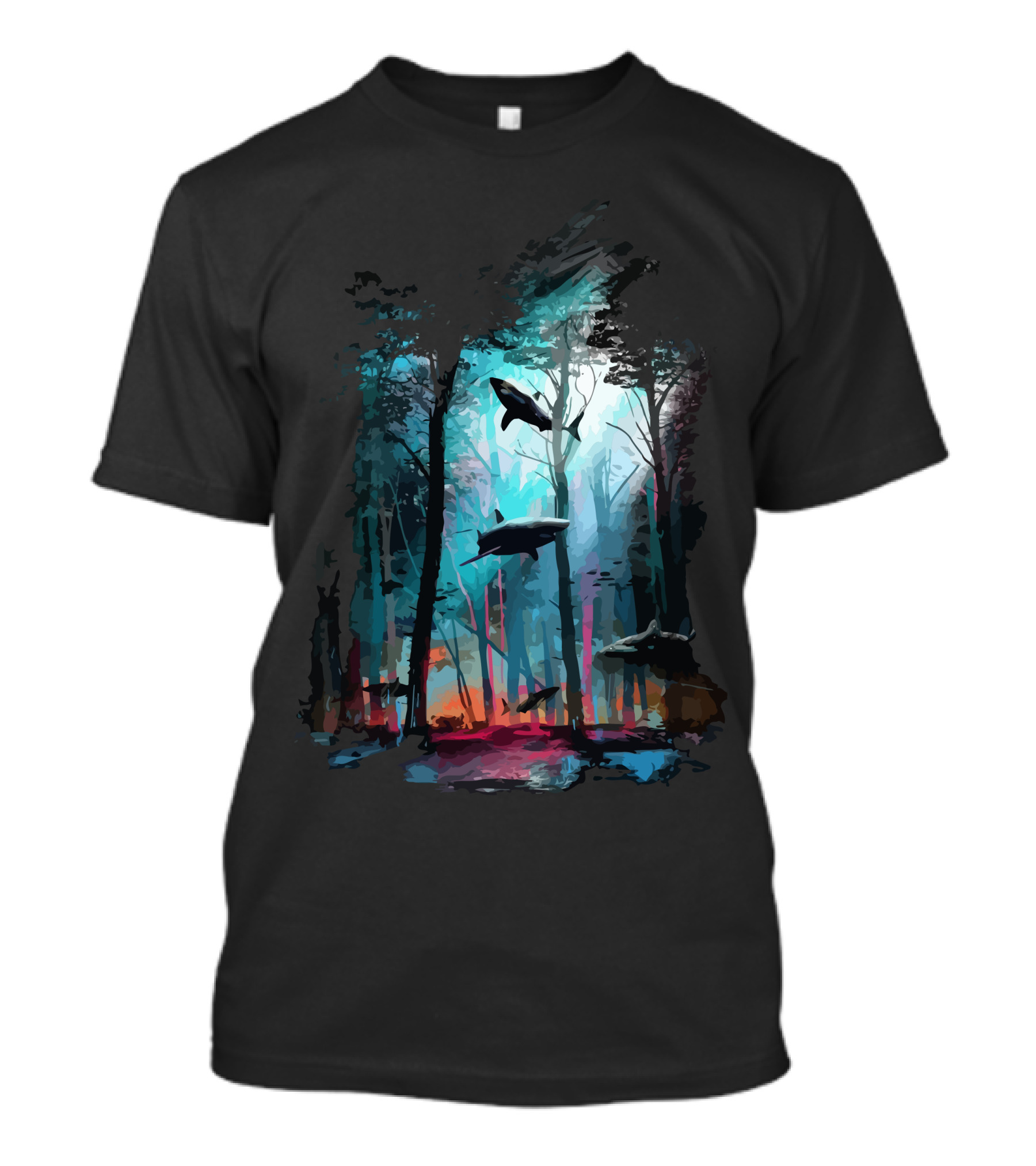 Shark Forest Underwater Adventure In Enchanted Woodland Ocean T-Shirt