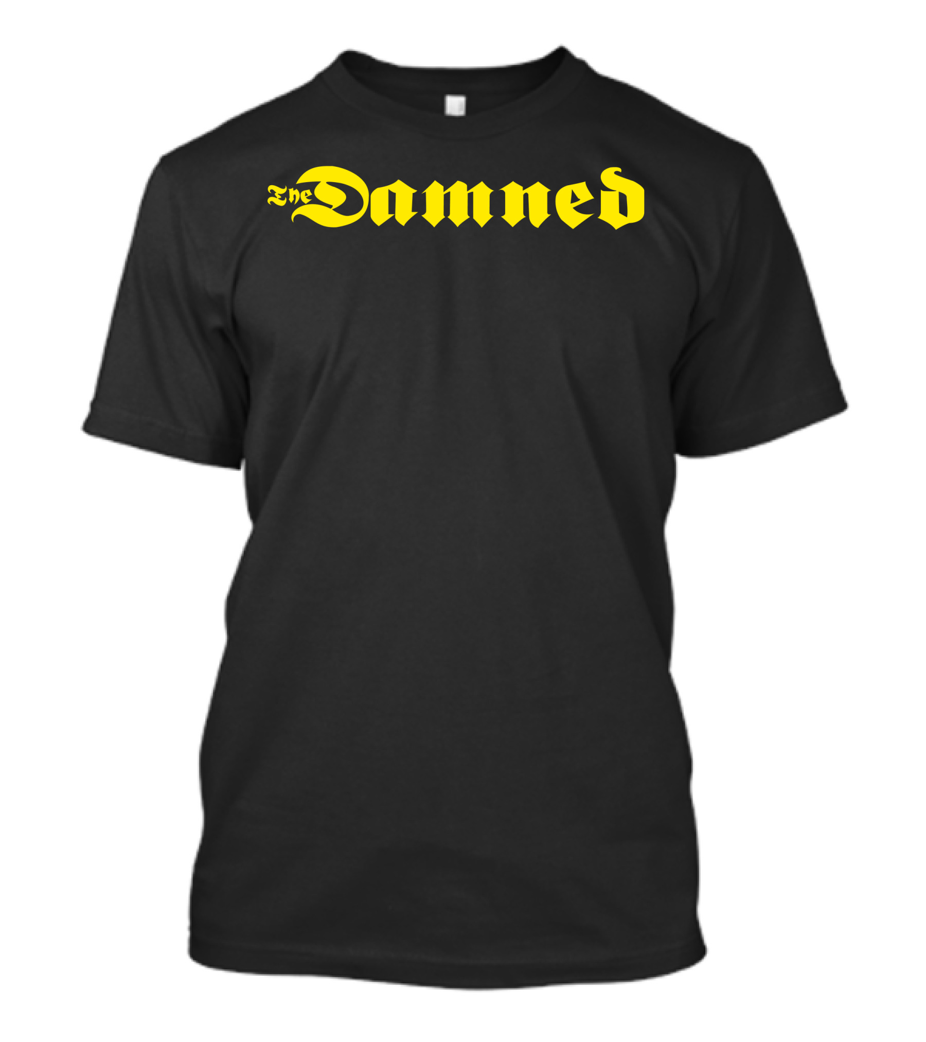 The Damned Yellow Gothic Font Punk T-Shirt