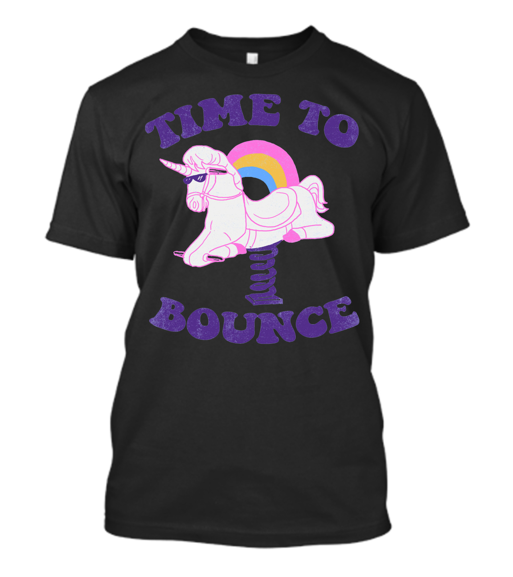 Time To Bounce Unicorn With Rainbow Spring Rider T-Shirt