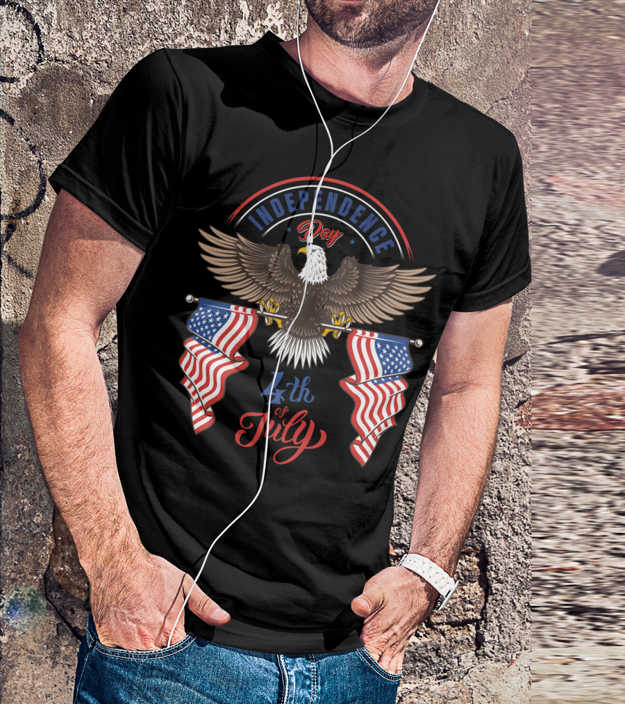 Independence Day 4th Of July Eagle With American Flags T-Shirt