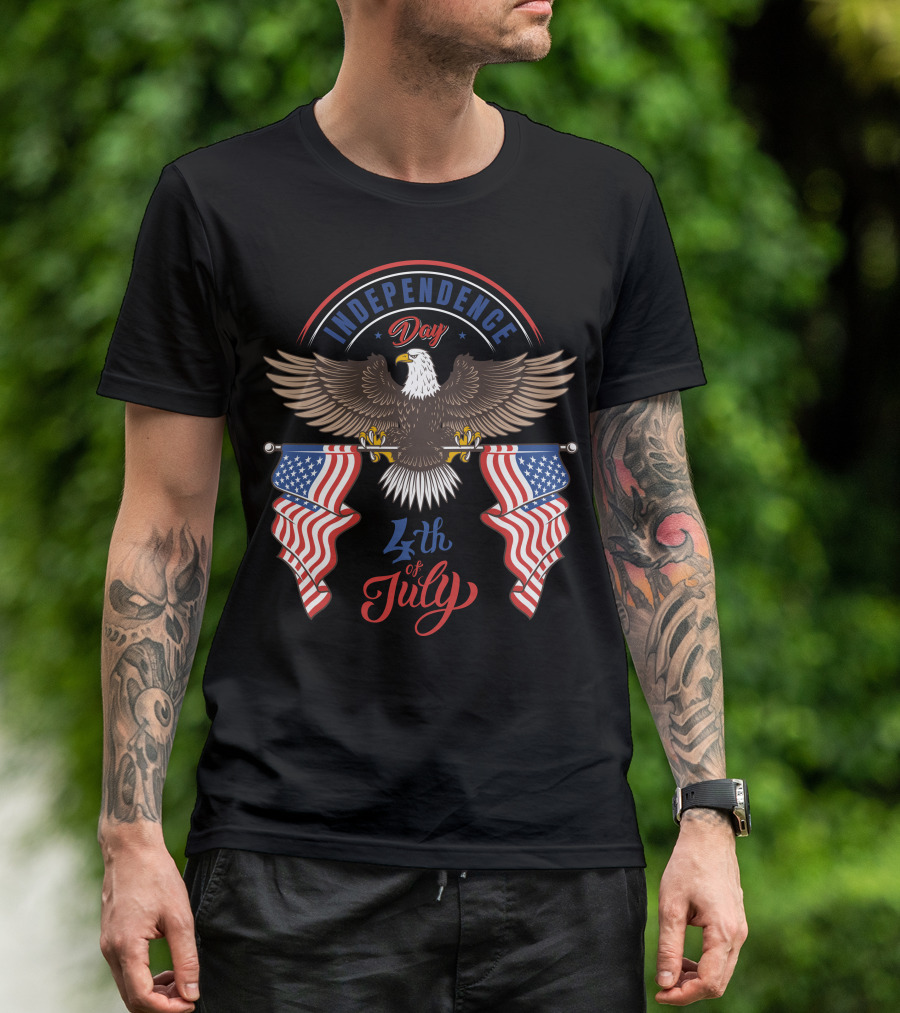 Independence Day 4th Of July Eagle With American Flags T-Shirt