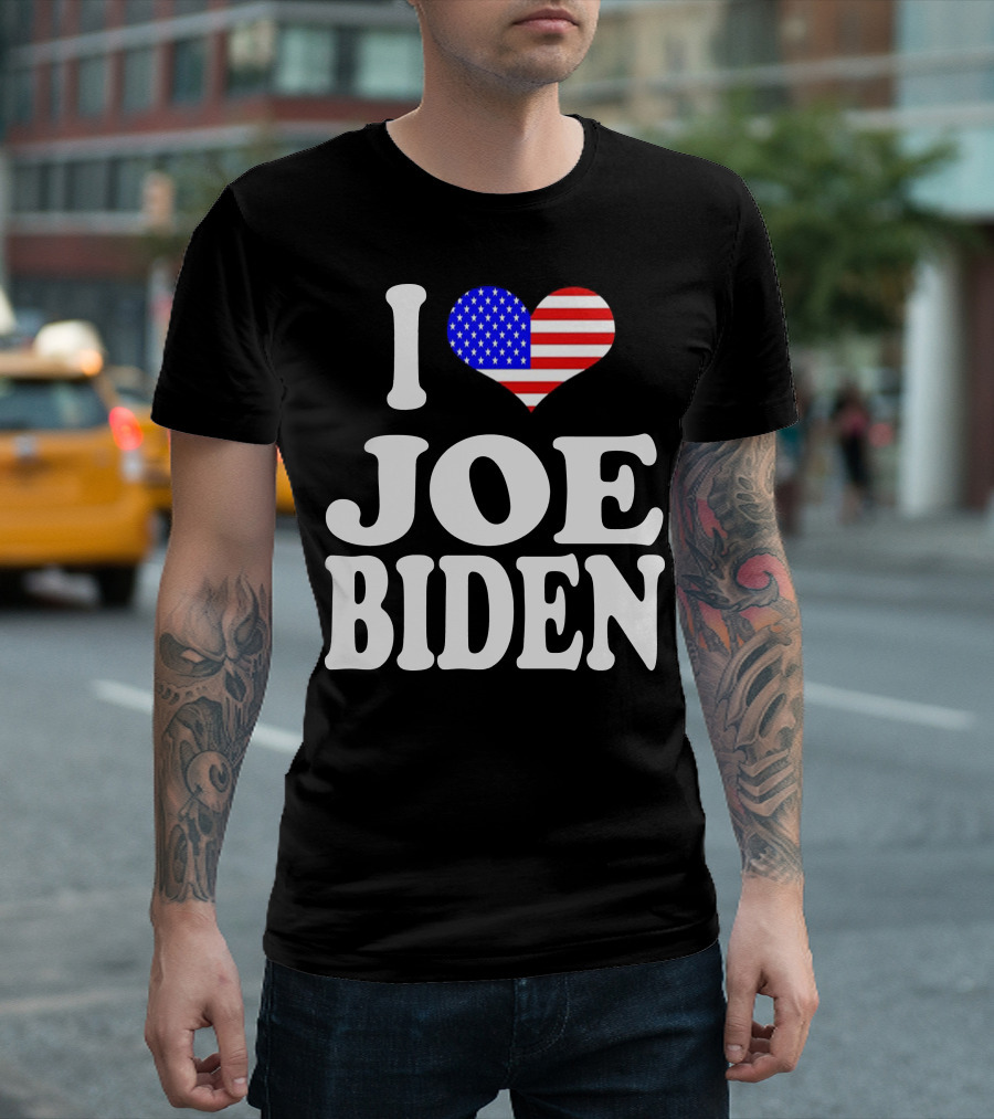 I Heart Joe Biden with American Flag T-Shirt