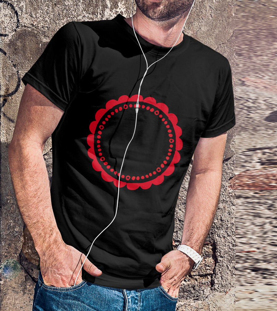 My Papa My World Red Scalloped Circle Typography T-Shirt