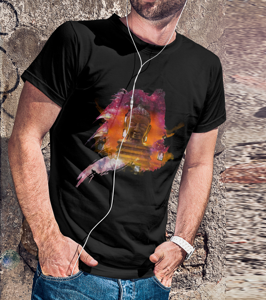 Galaxy Lanterns Buddha Vector T-Shirt