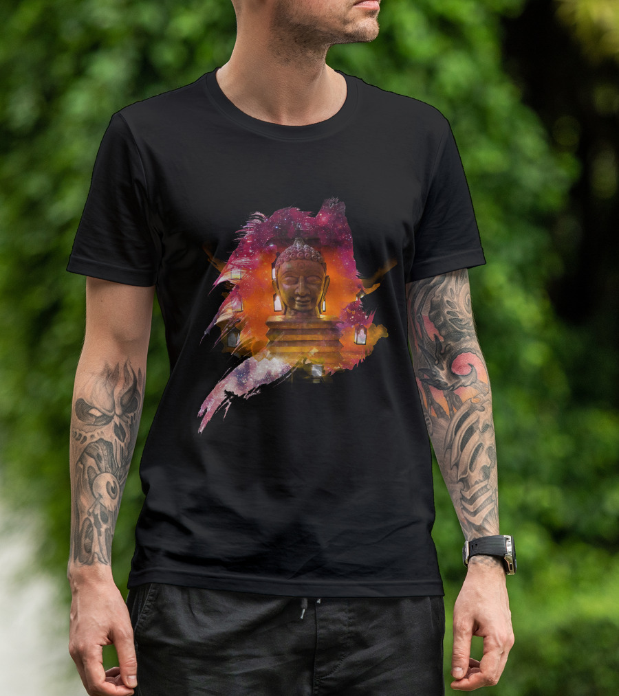 Galaxy Lanterns Buddha Vector T-Shirt