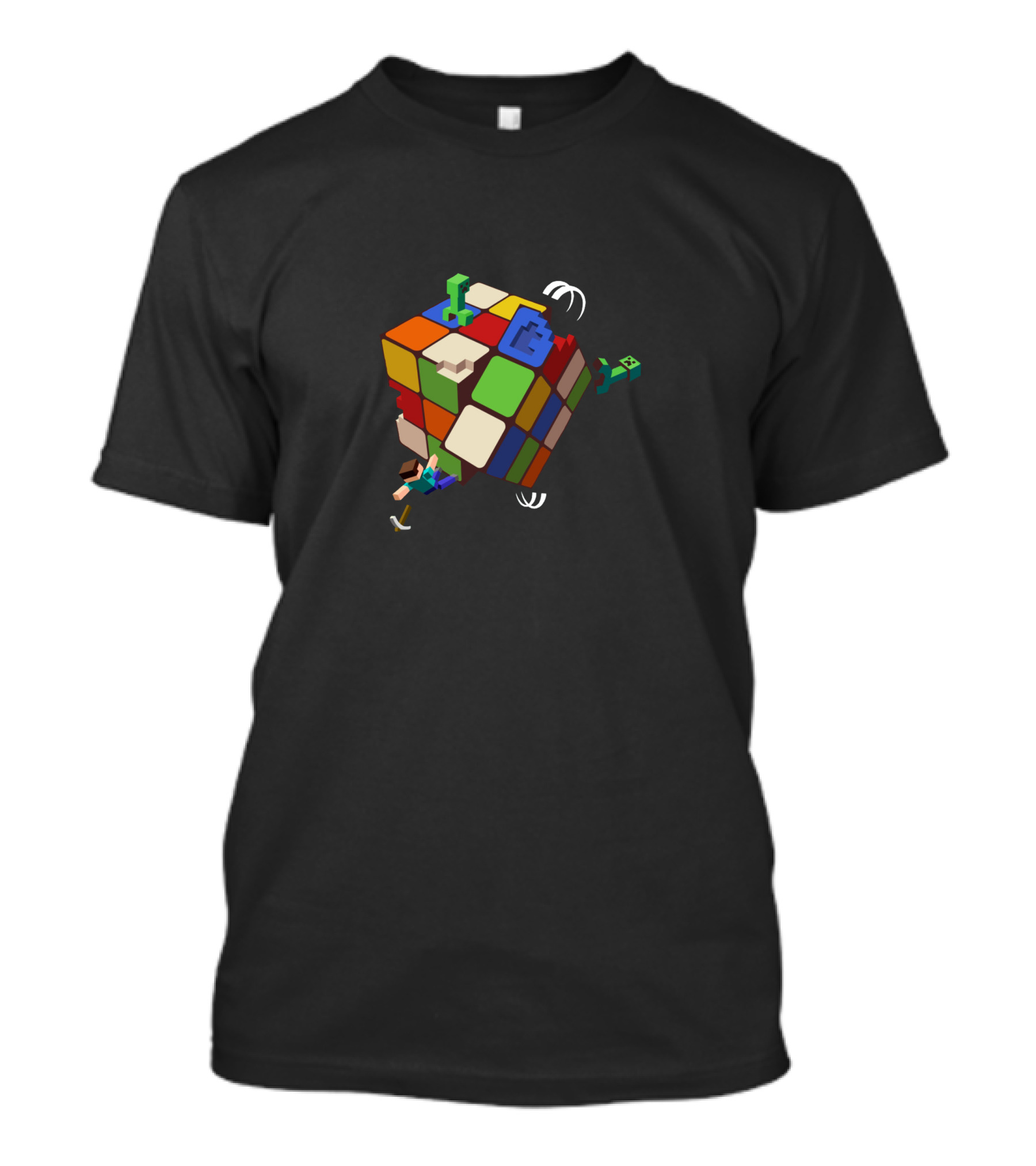 Minecraft Characters Escaping Rubik's Cube Twist Of Fate T-Shirt