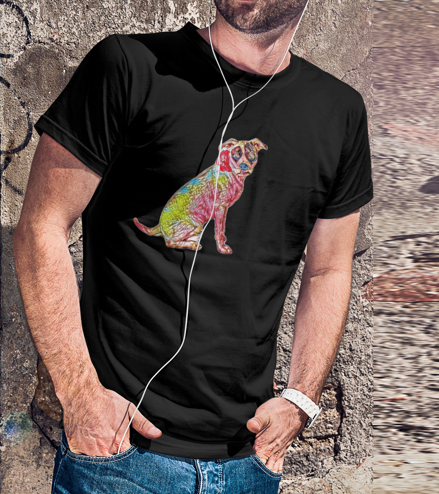 A Beautiful White And Colorful Dog T-Shirt