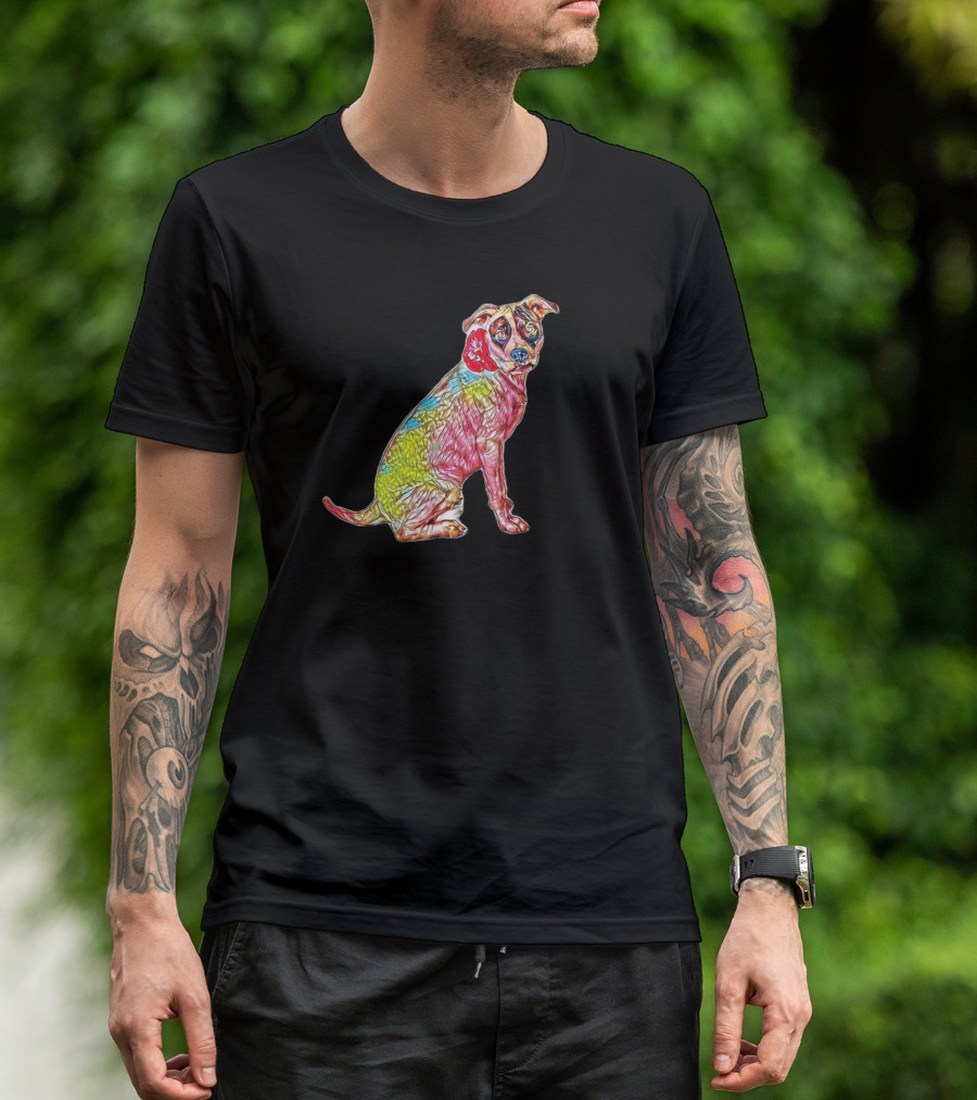 A Beautiful White And Colorful Dog T-Shirt
