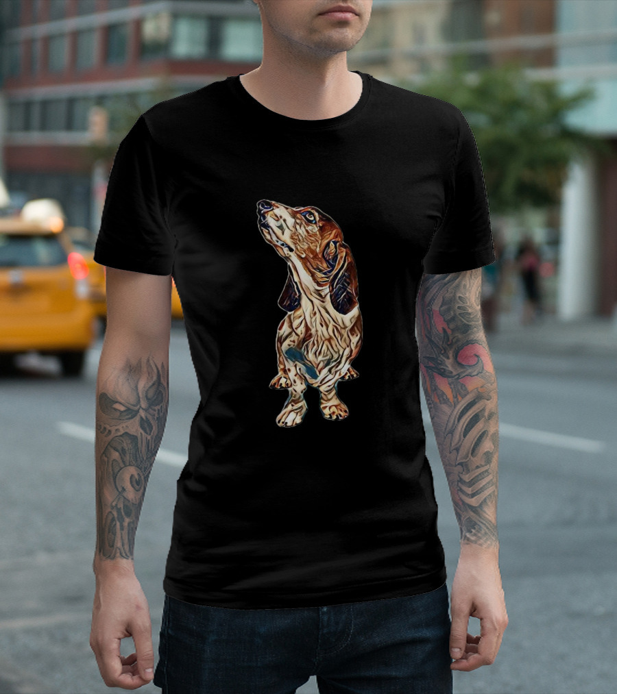 A Cute Basset Hound Dog Looking Up T-Shirt