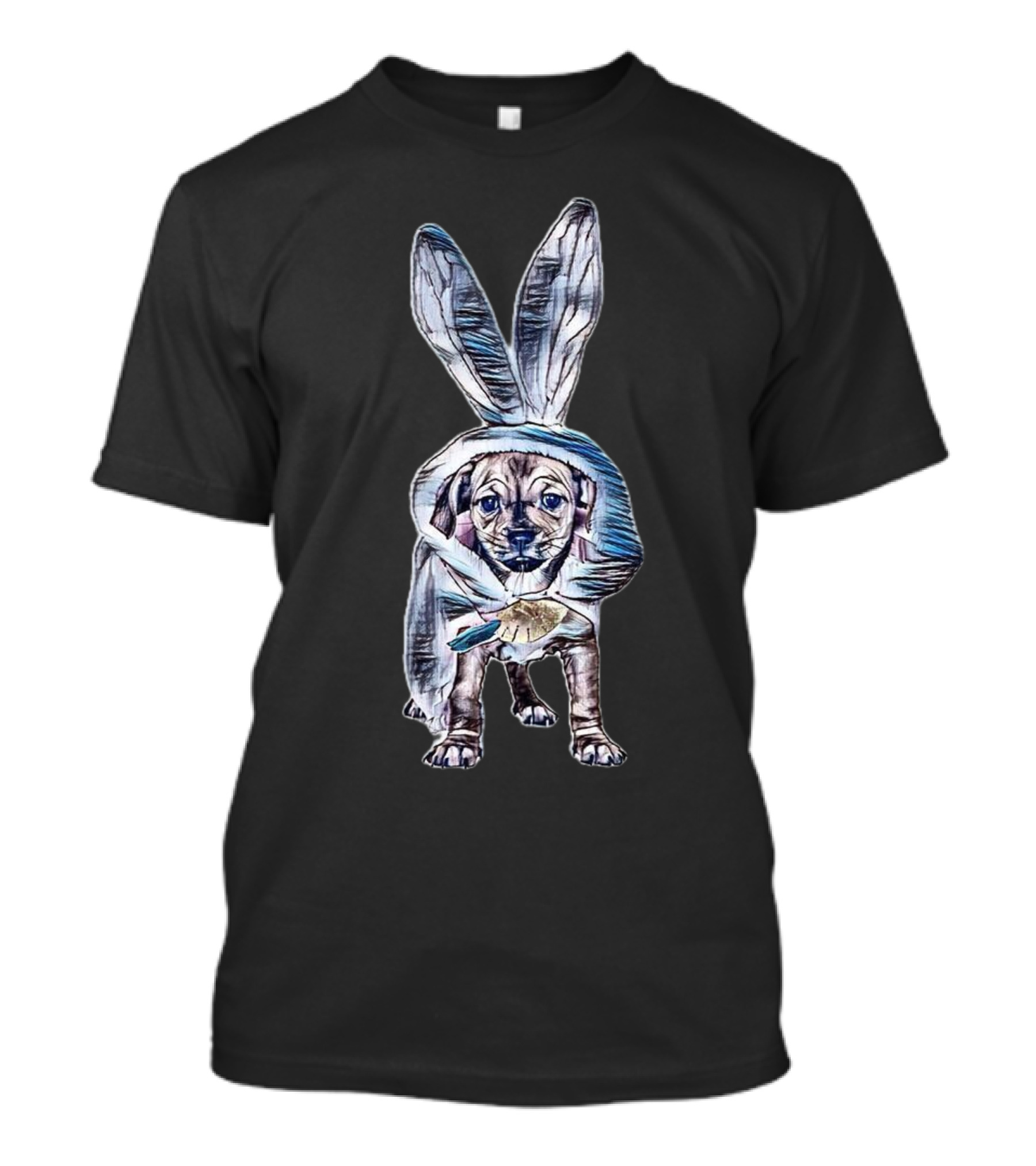 Mixed Breed Pupabbit Cosplay With Bunny Ears T-Shirt