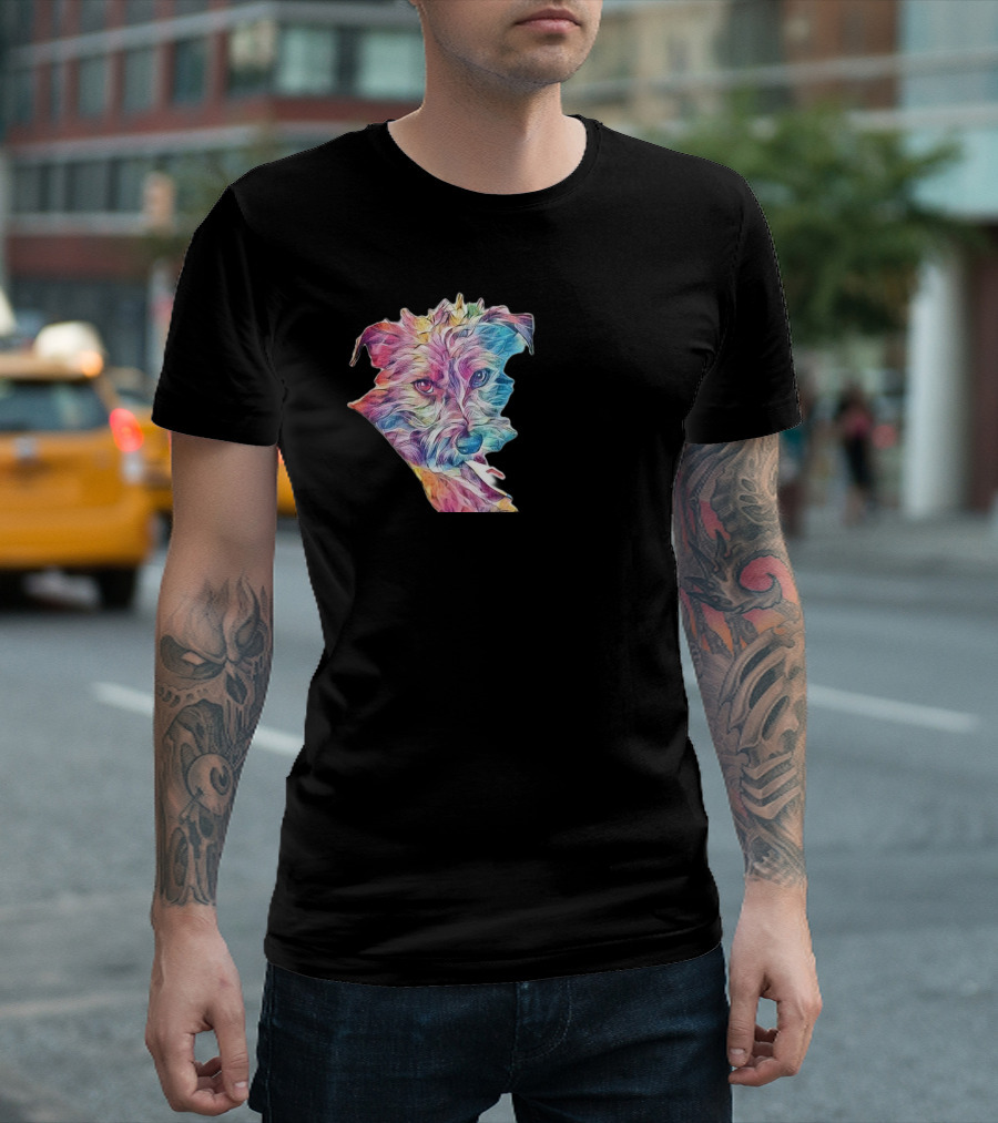 A Cute Sick Terrier Dog Layin Rainbow Watercolor T-Shirt