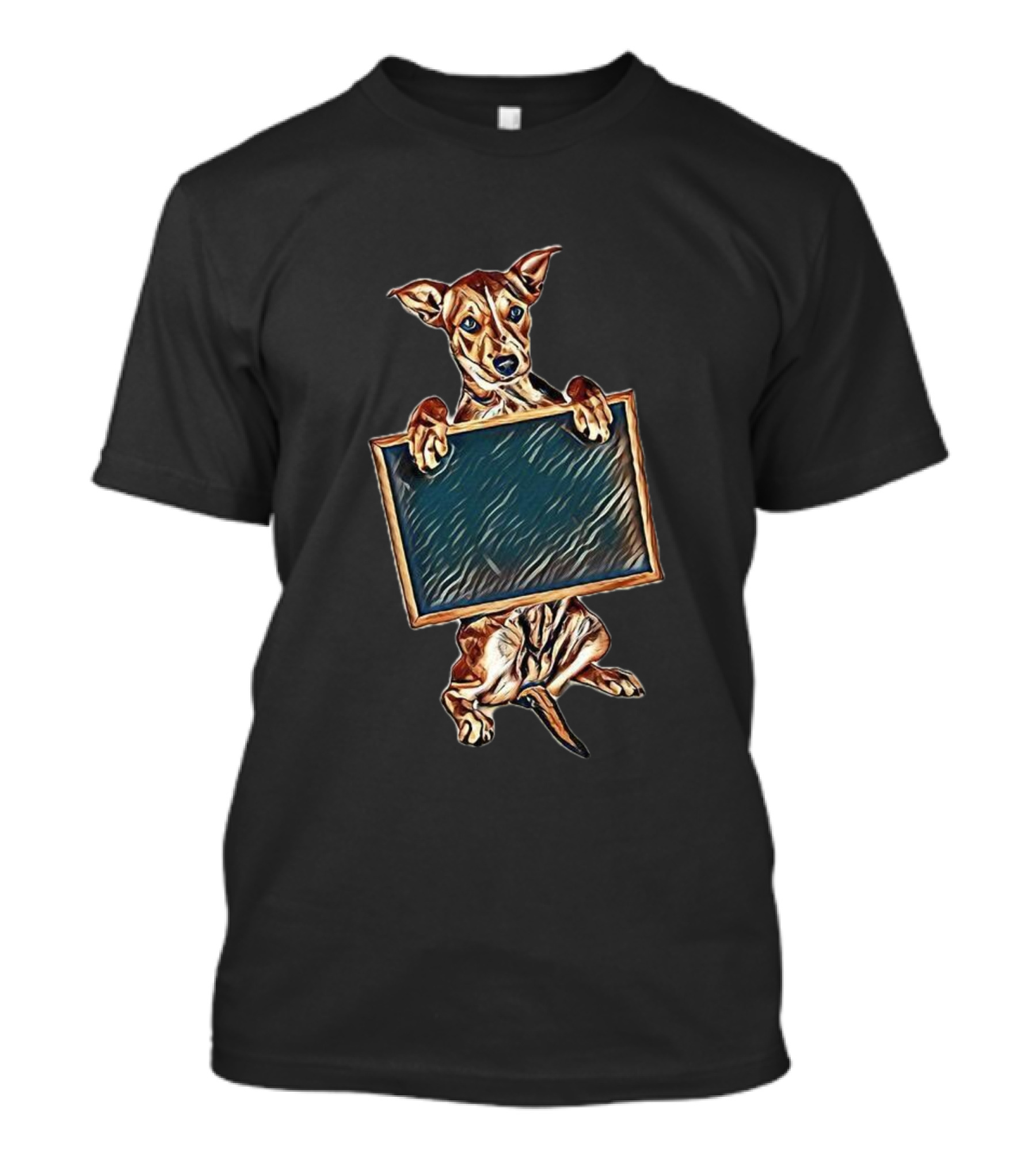 A Cute Yellow Mixed Breed Pup Holding Blank Frame T-Shirt