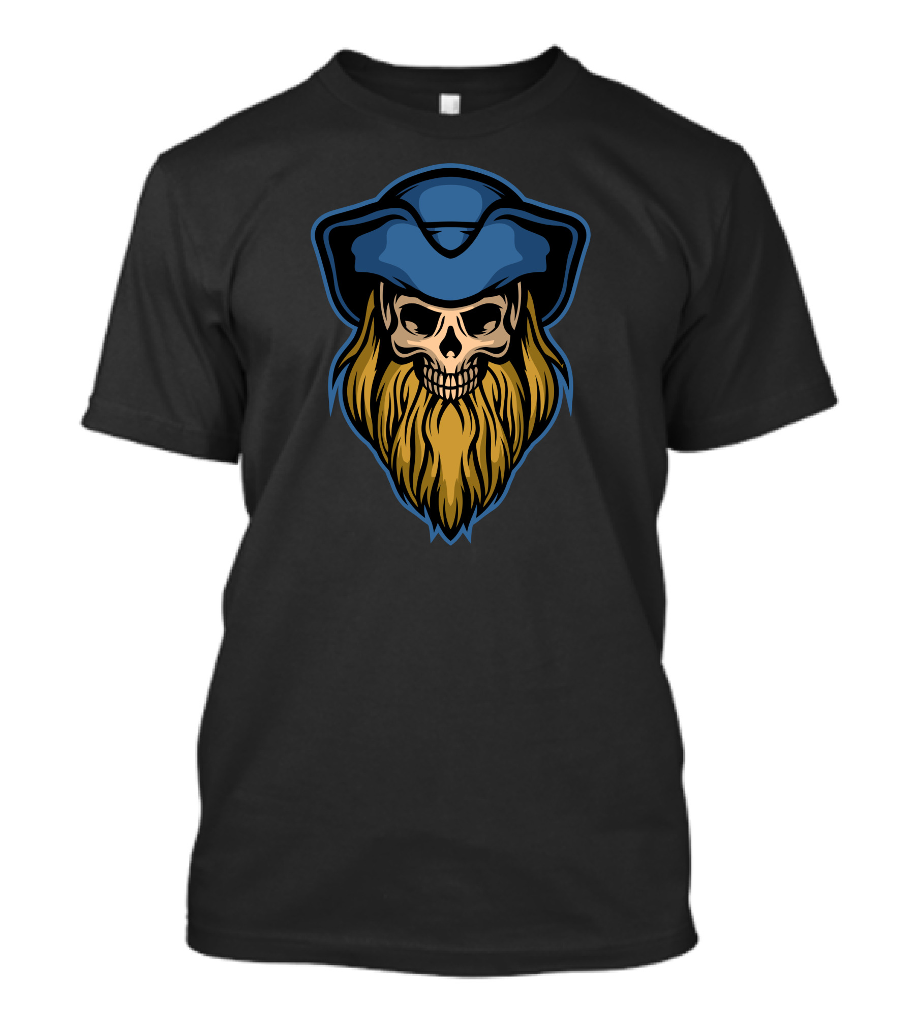 Pirate Skull With Blue Hat And Golden Beard T-Shirt