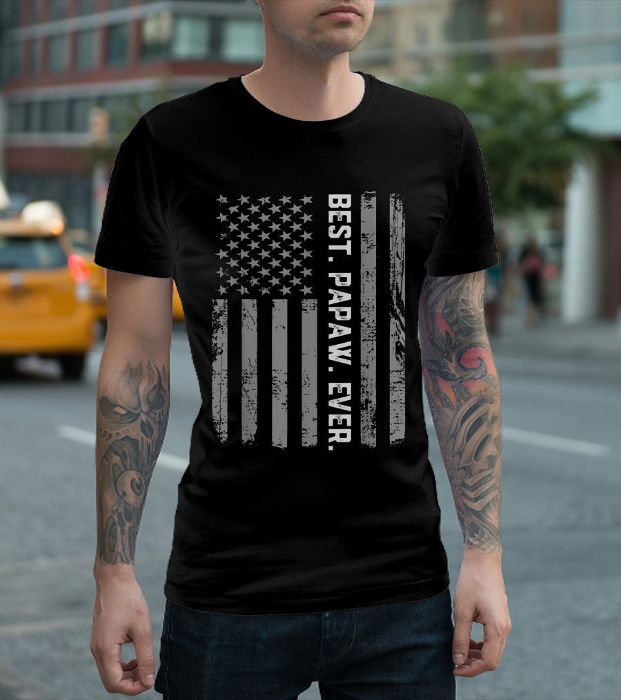 Best Papaw Ever Vintage American Flag USA T-Shirt