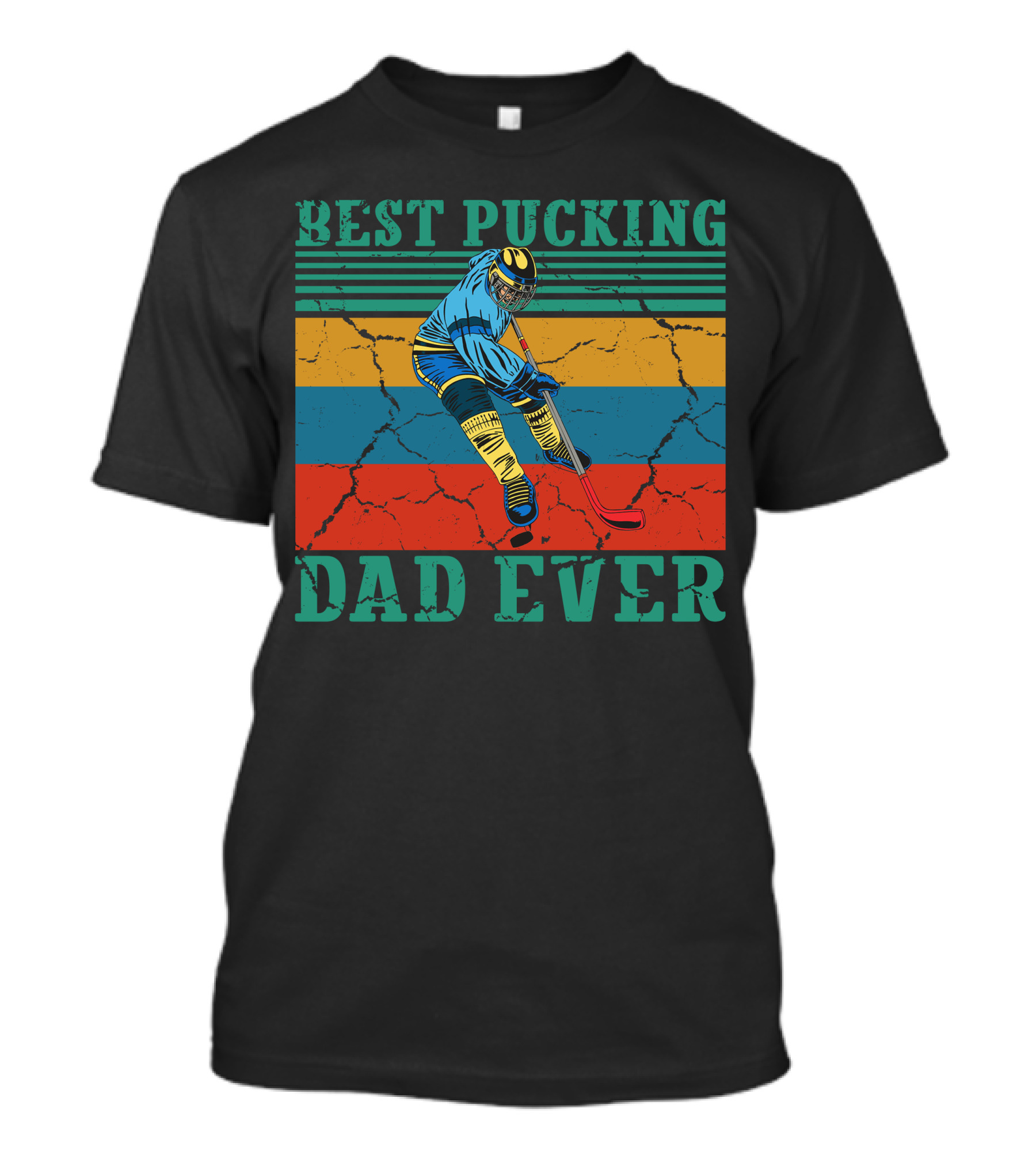 Best Pucking Dad Ever Hockey Player Stripes T-Shirt
