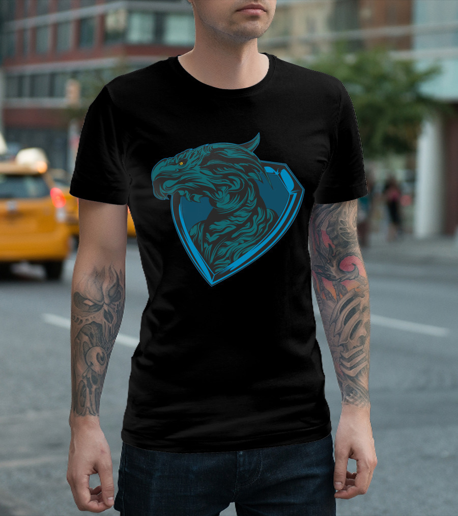 Blue Dragon within Shield Crest T-Shirt
