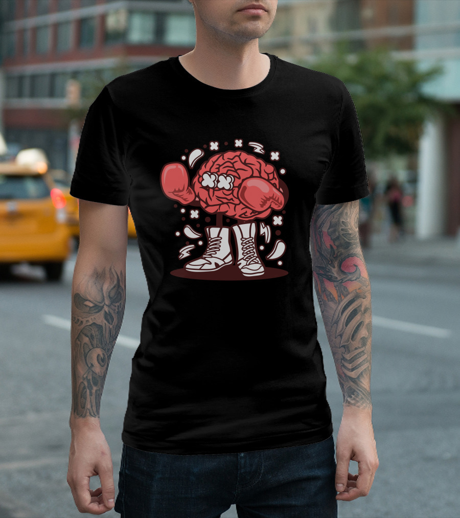 Brain Boxer with Sneakers and Red Gloves T-Shirt