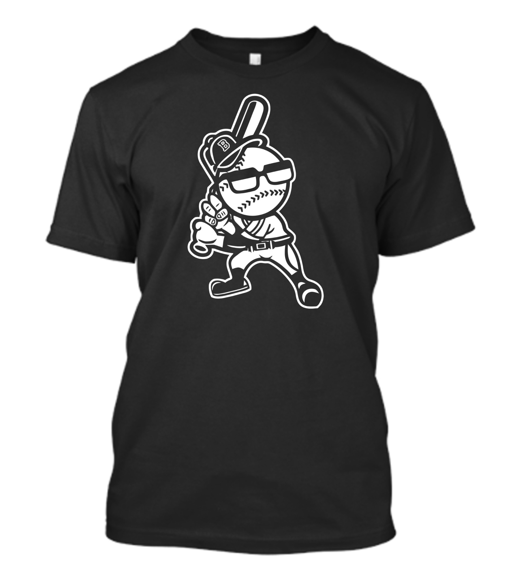 Brooklyn Baseball Character Batter With Cap And Glasses T-Shirt