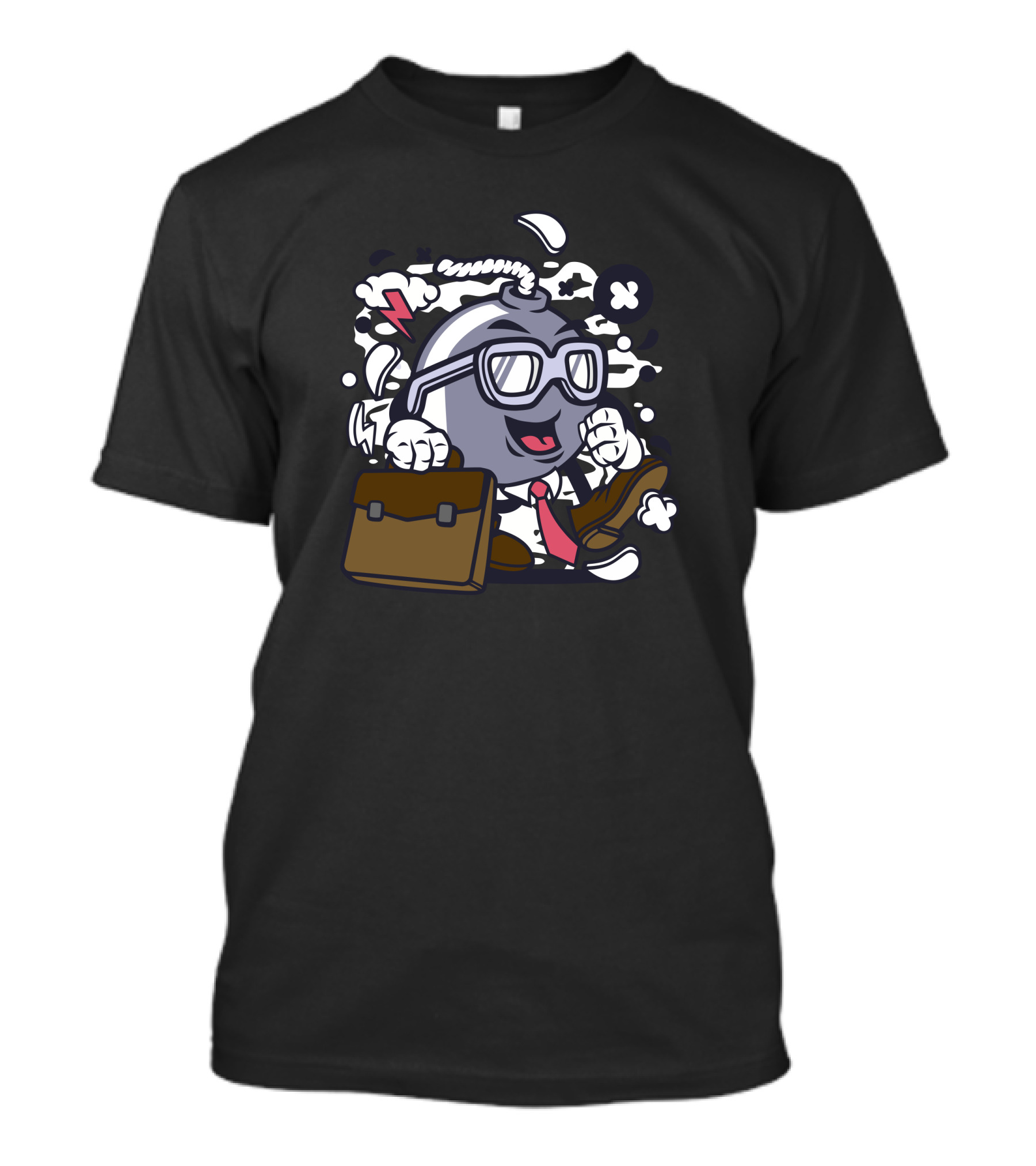 Businessman Bomb Character With Briefcase And Red Tie T-Shirt