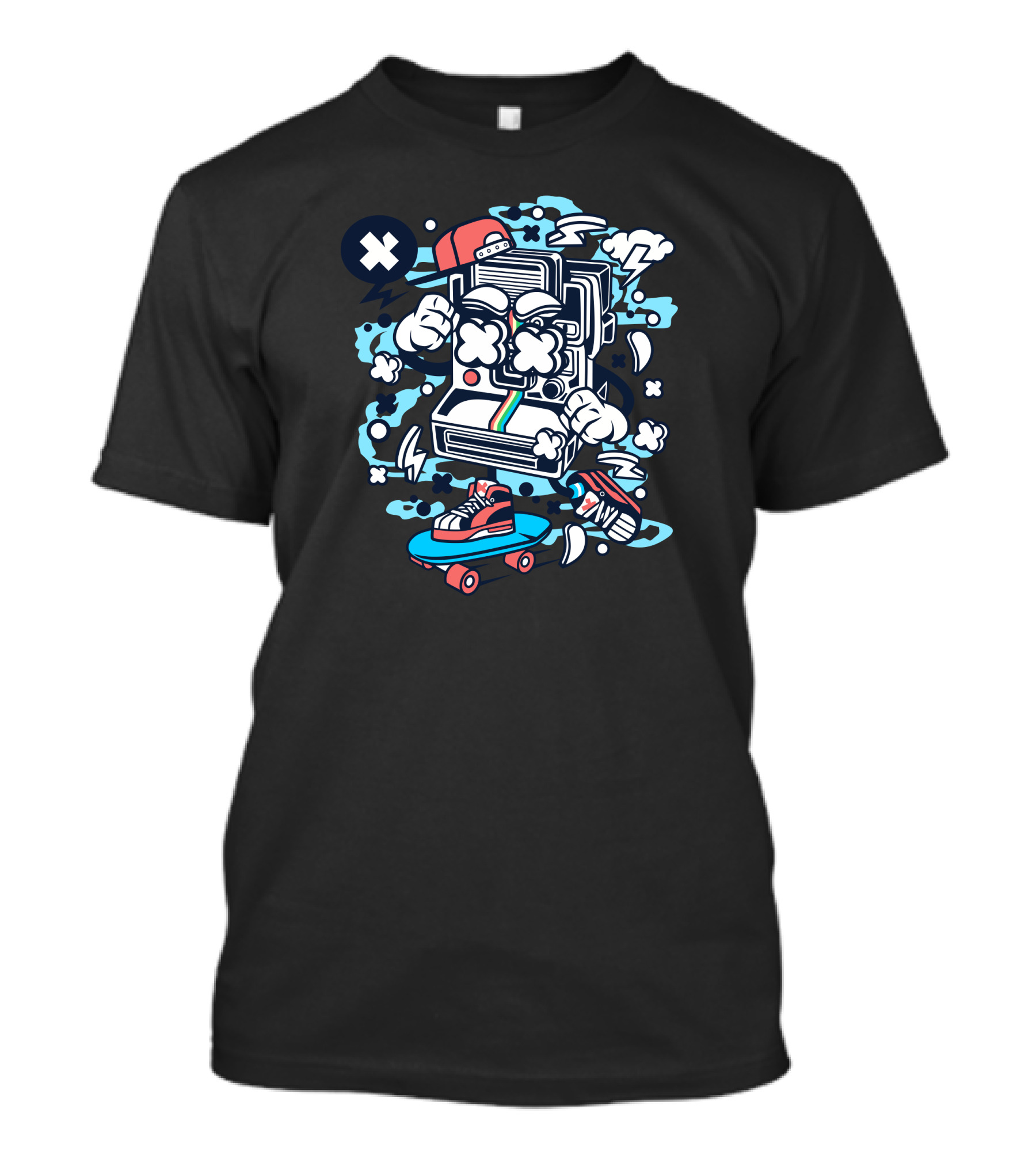 Camera Skater Retro Vibes Skateboarding T-Shirt