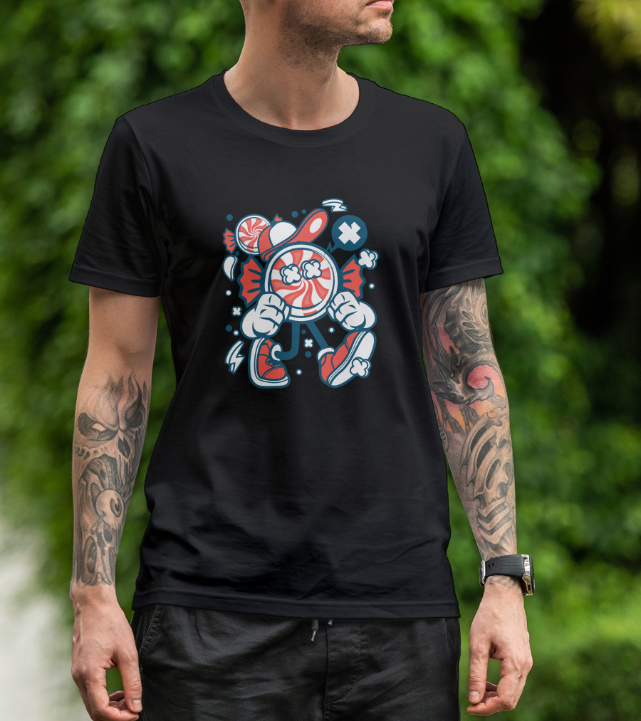 Candy Peppermint Sneakers And Gloves Fun Character T-Shirt
