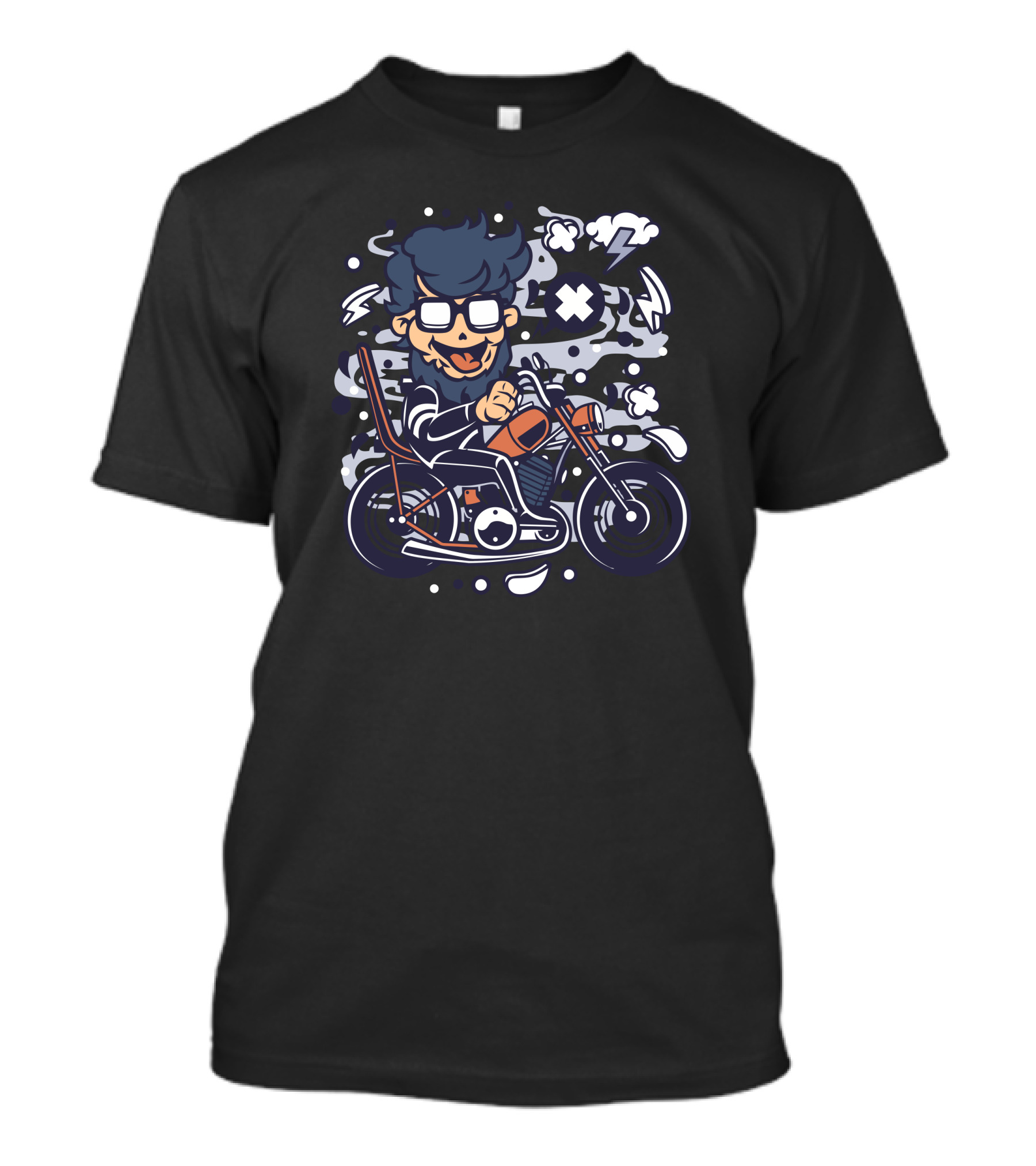 Chopper Hipster Cartoon Ride With Fun Beard And Glasses T-Shirt