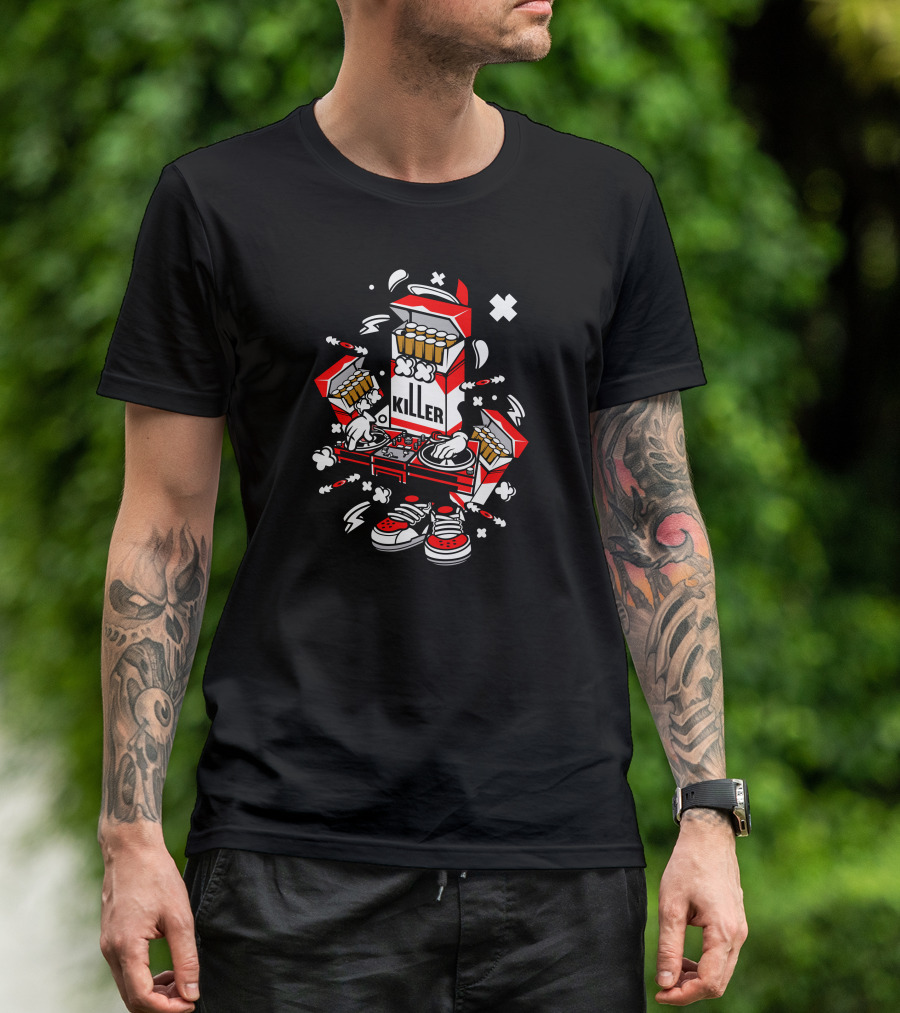 Killer Cigarette DJ Mixing Tracks Iconic T-Shirt