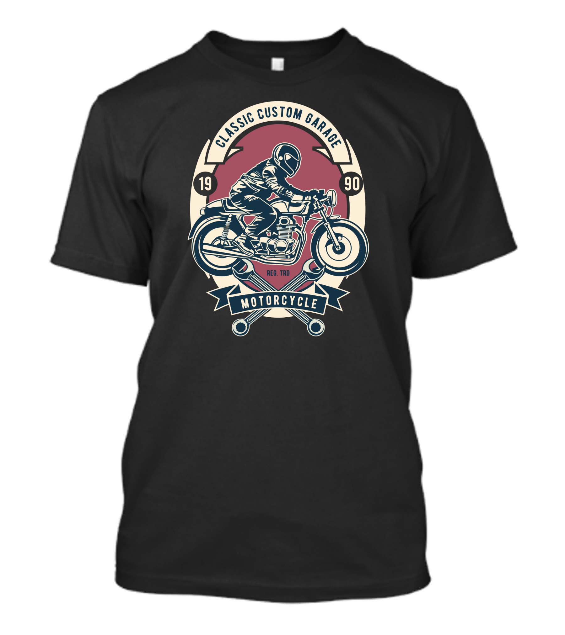 Classic Custom Garage 1990 Motorcycle Reg Trad T-Shirt