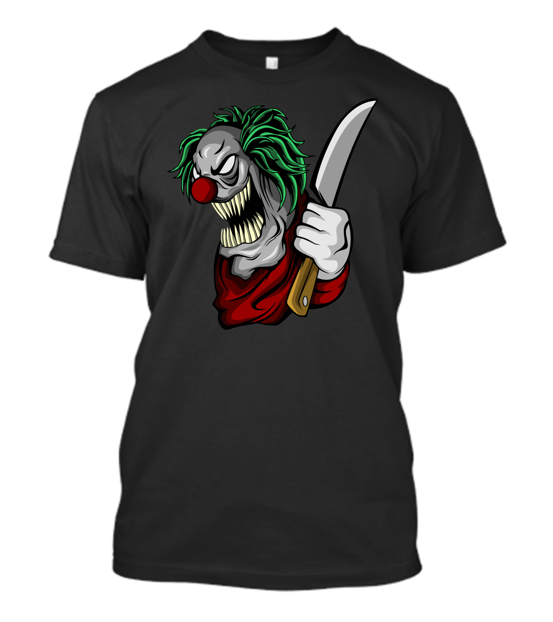 Clown Face With Knife And Green Hair T-Shirt