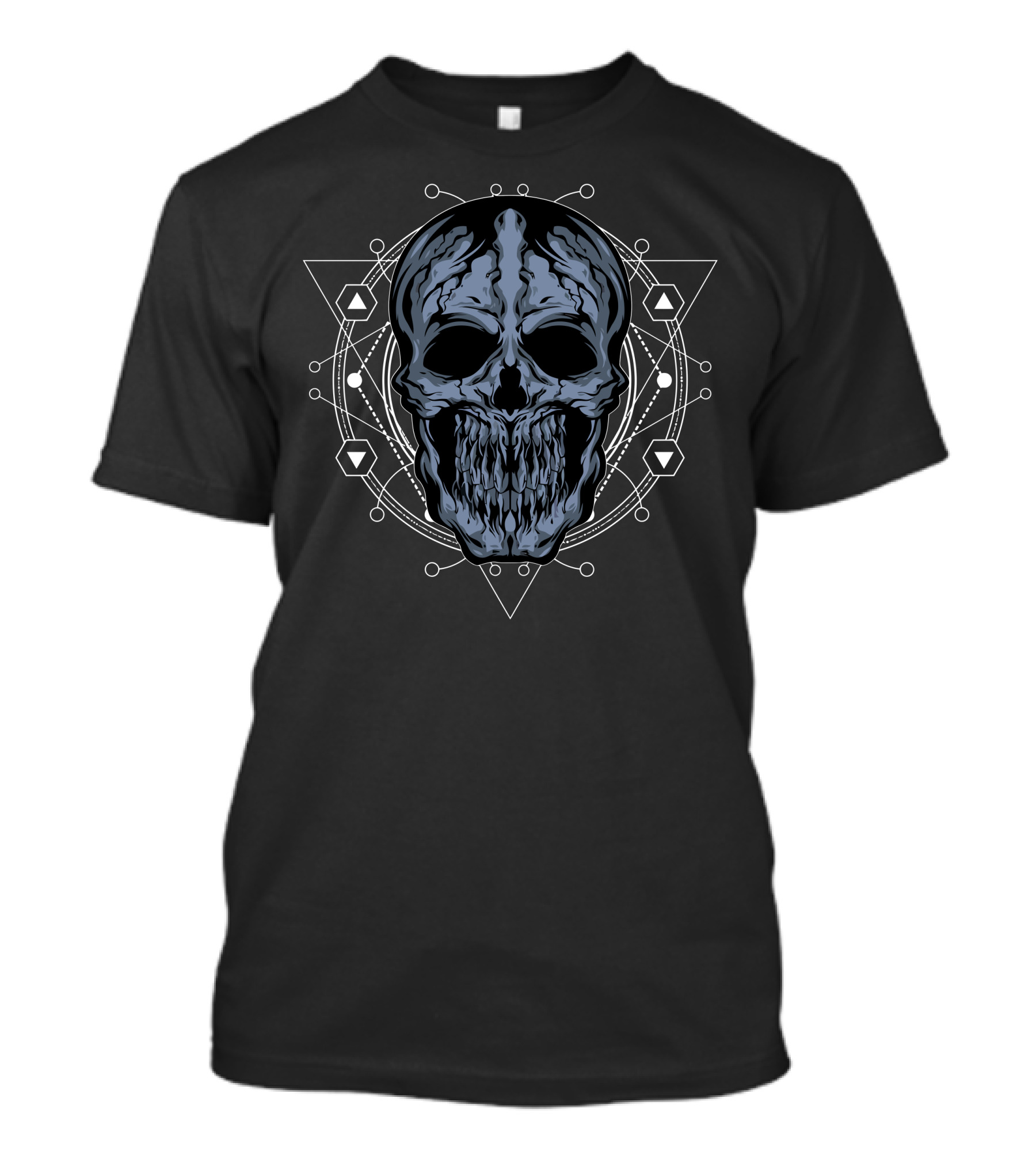 Cracked Skull With Geometric Sacred Symbol Formation T-Shirt