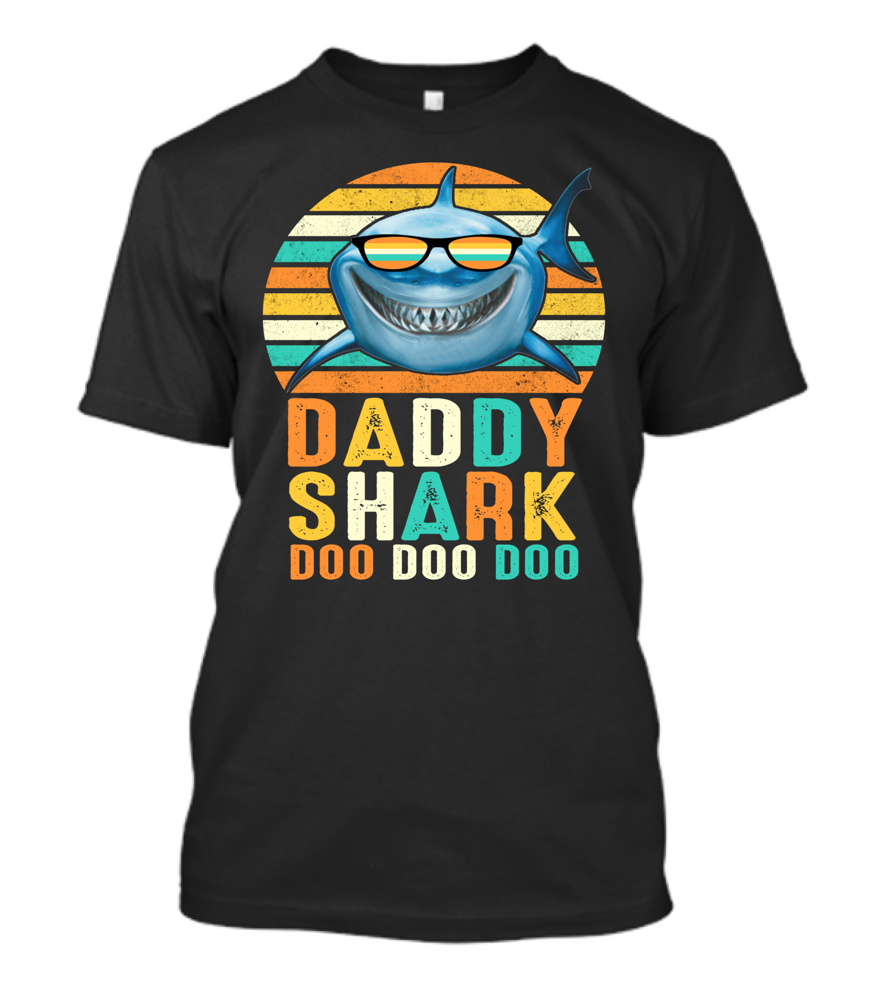 Daddy Shark Doo Doo Doo Vintage Sunglasses Stripes T-Shirt