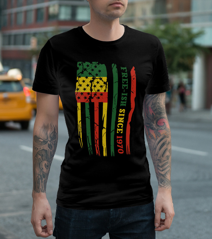 Free-Ish Since 1970 Reggae Flag Colors T-Shirt