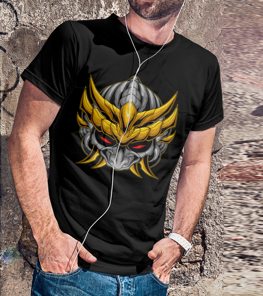 Samurai Mask With Gold Ornamentation And Red Eyes T-Shirt