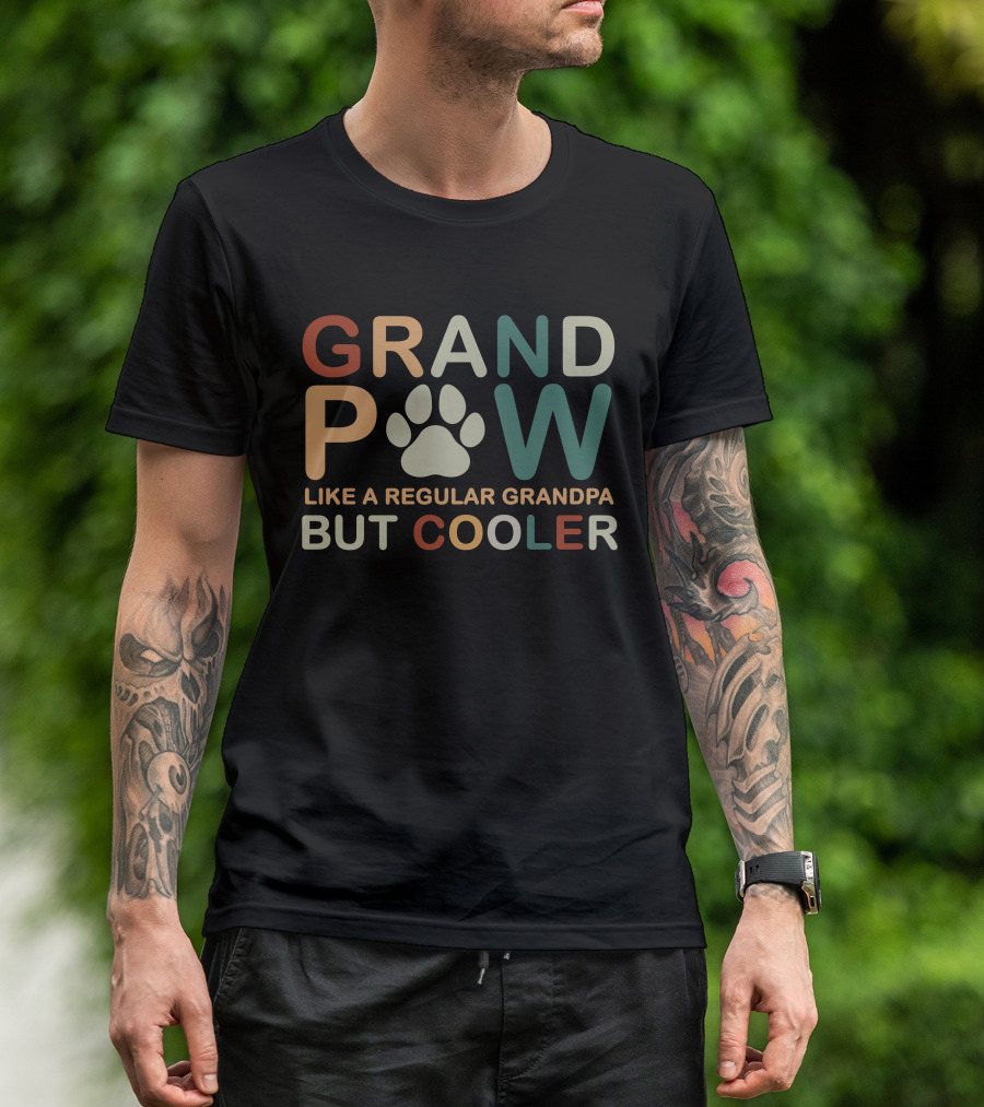 Grand Paw Like A Regular Grandpa But Cooler Paw Print Fun T-Shirt