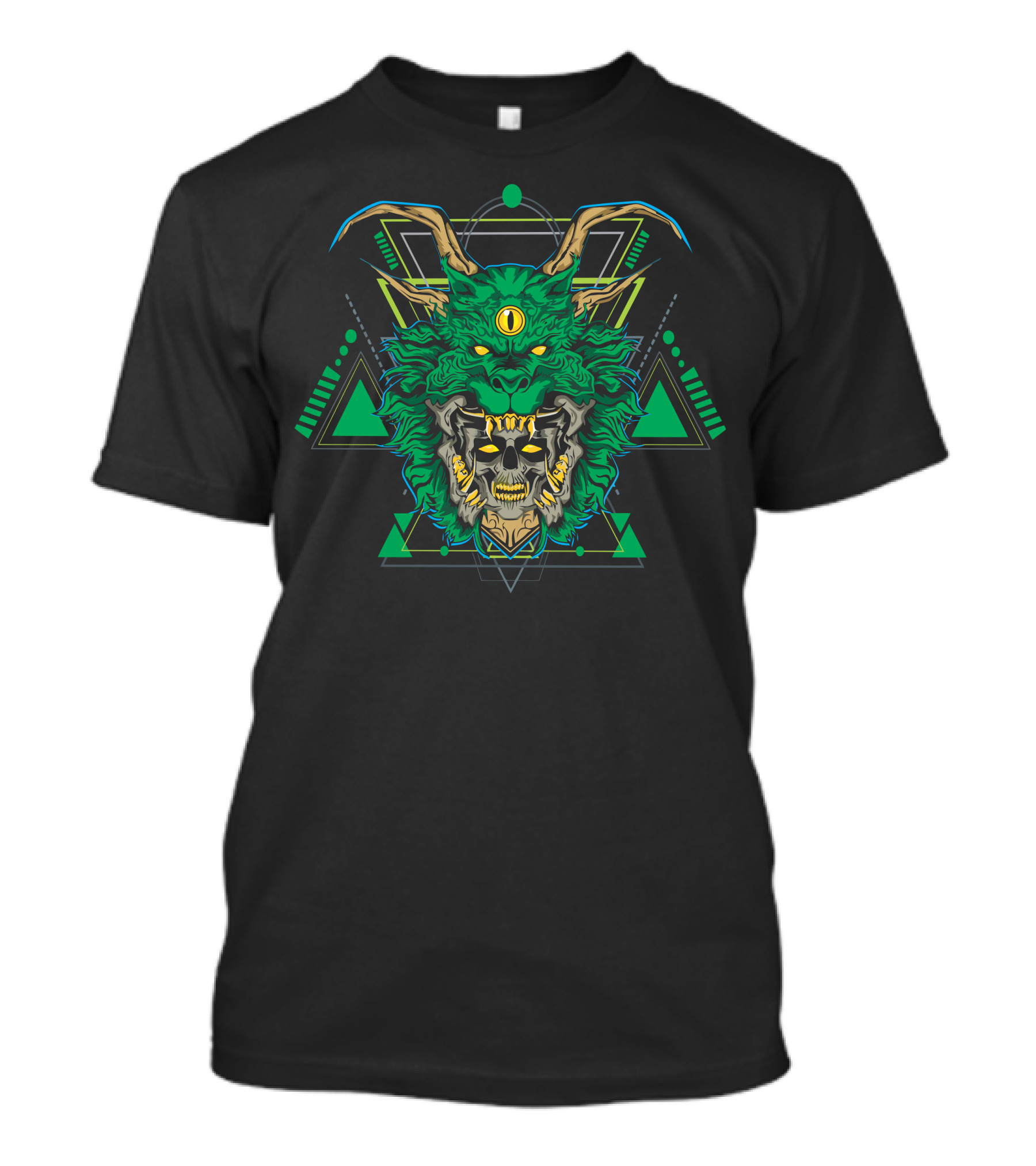 Green Dragon Geometric Cosmic Fusion T-Shirt
