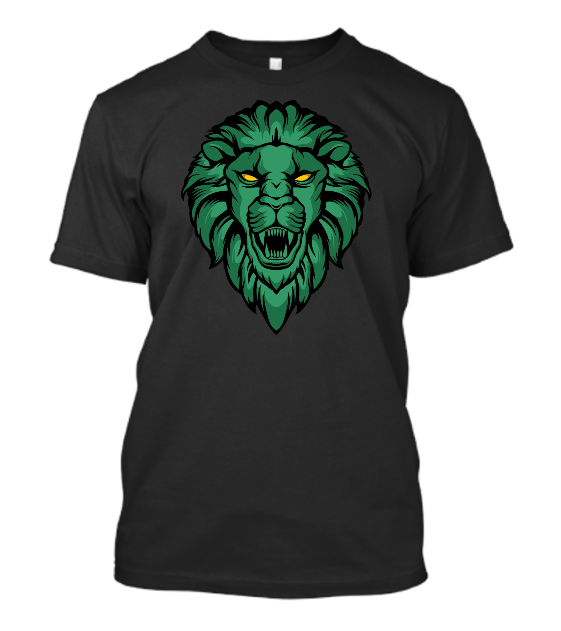 Green Lion Head Fierce Roar T-Shirt