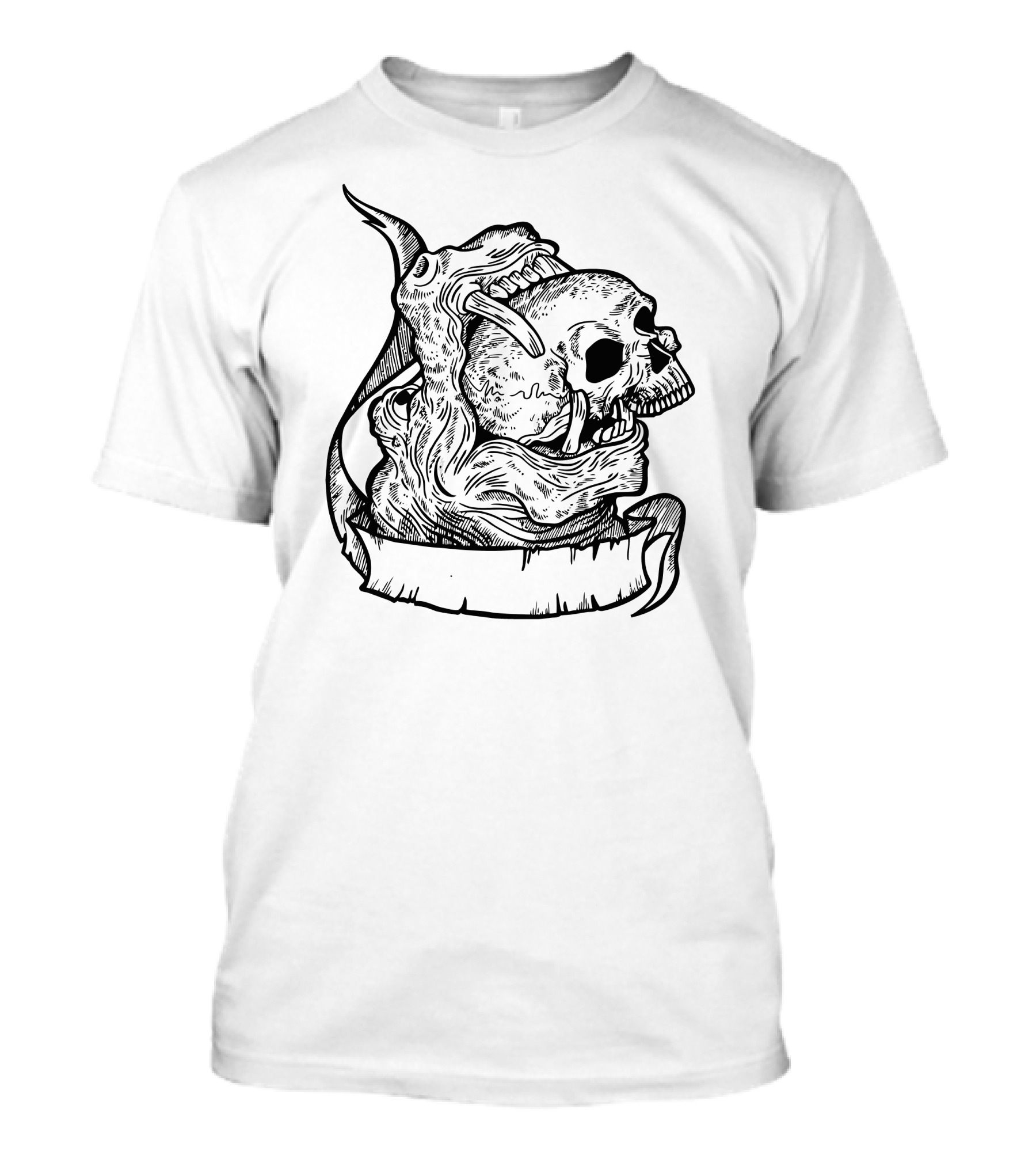 Hippo Skull Embrace Dark Gothic T-Shirt