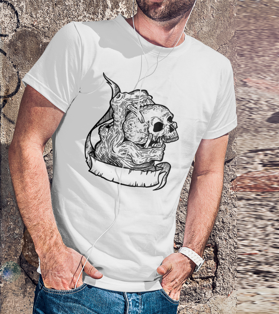 Hippo Skull Embrace Dark Gothic T-Shirt