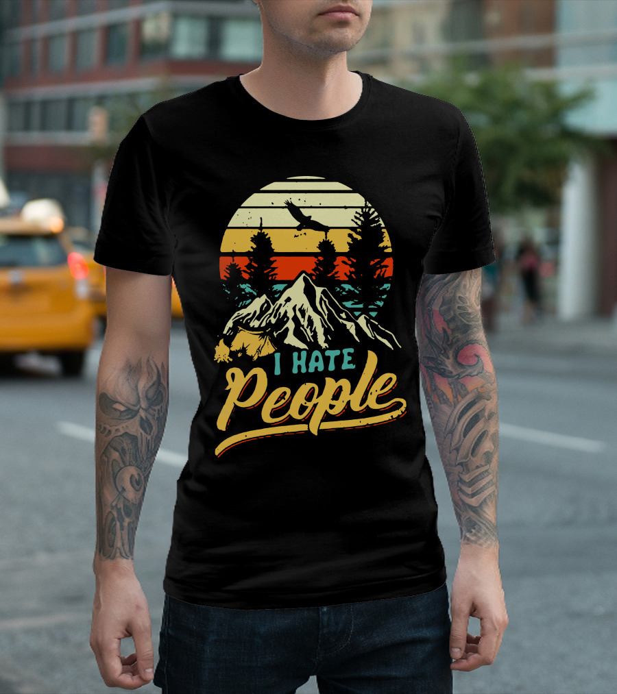 I Hate People Camper Lovers Mountain Sunset Adventure T-Shirt