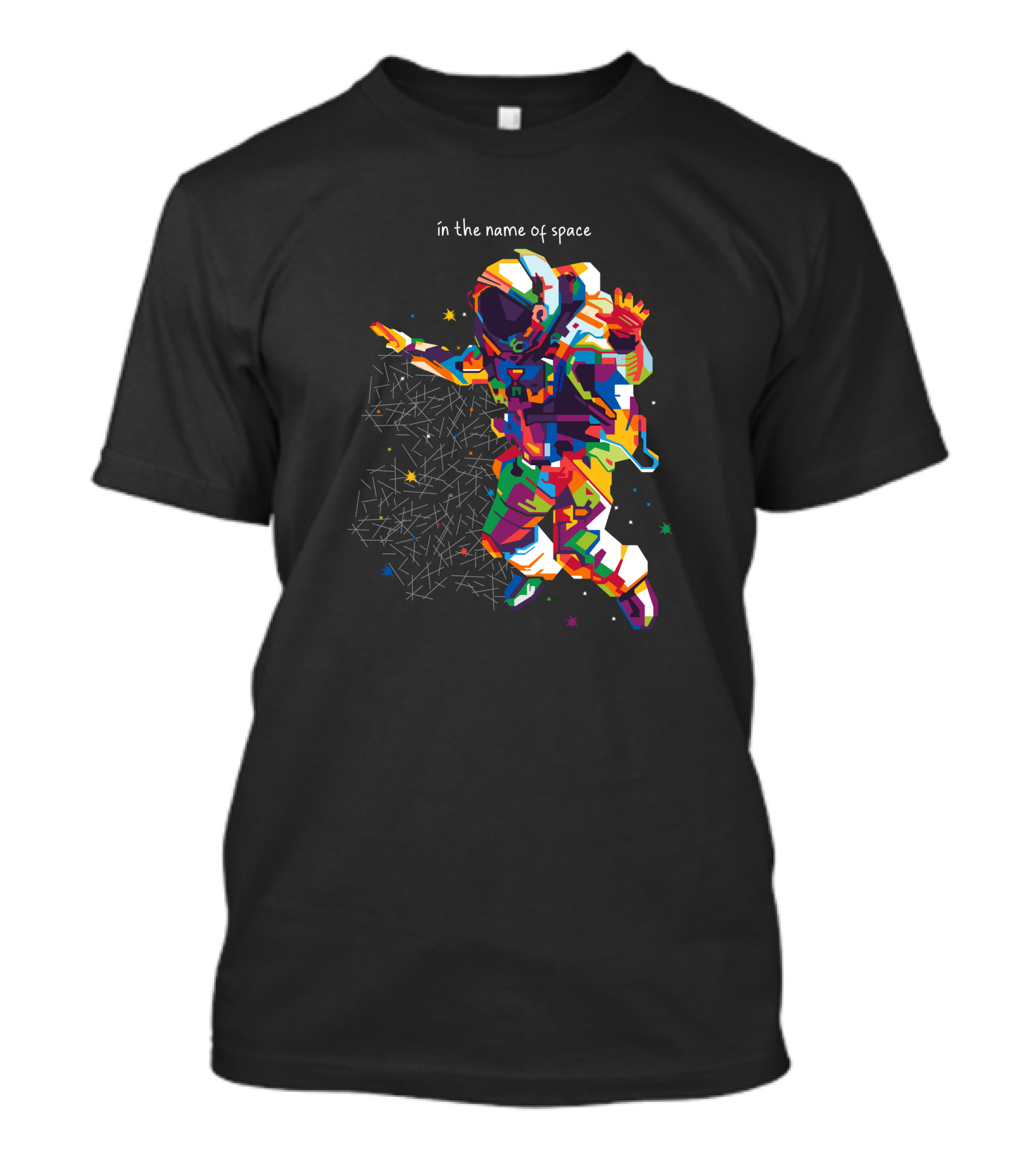 In The Name Of Space Colorful Astronaut Starlit Network T-Shirt