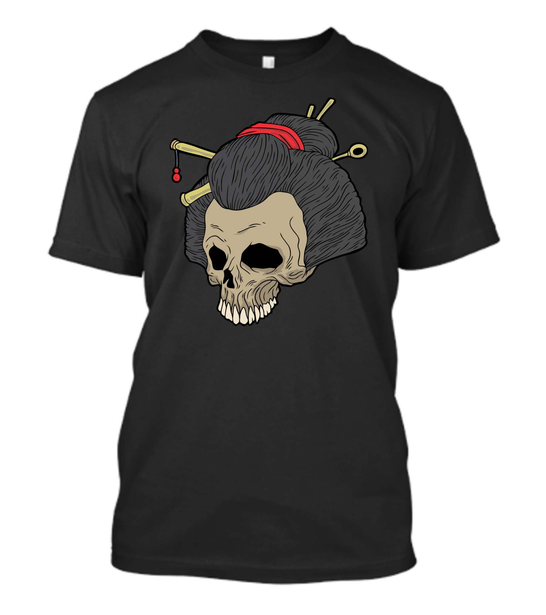 Japanese Skull Geisha Hair T-Shirt