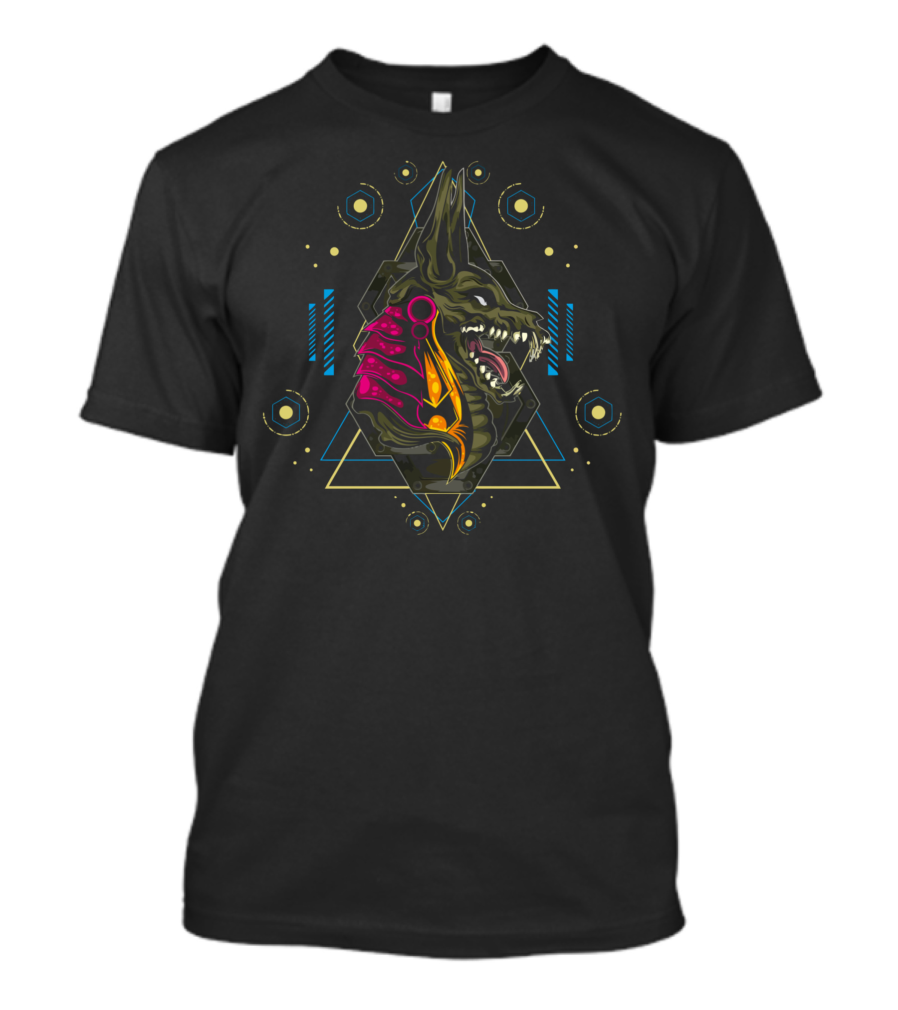 Anubis Cyberpunk Geometric Mummy T-Shirt
