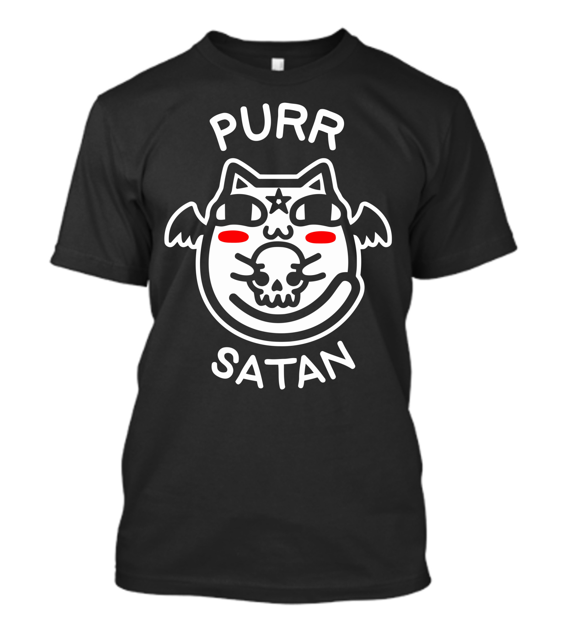 Purr Satan Cat With Skull And Bat Wings T-Shirt