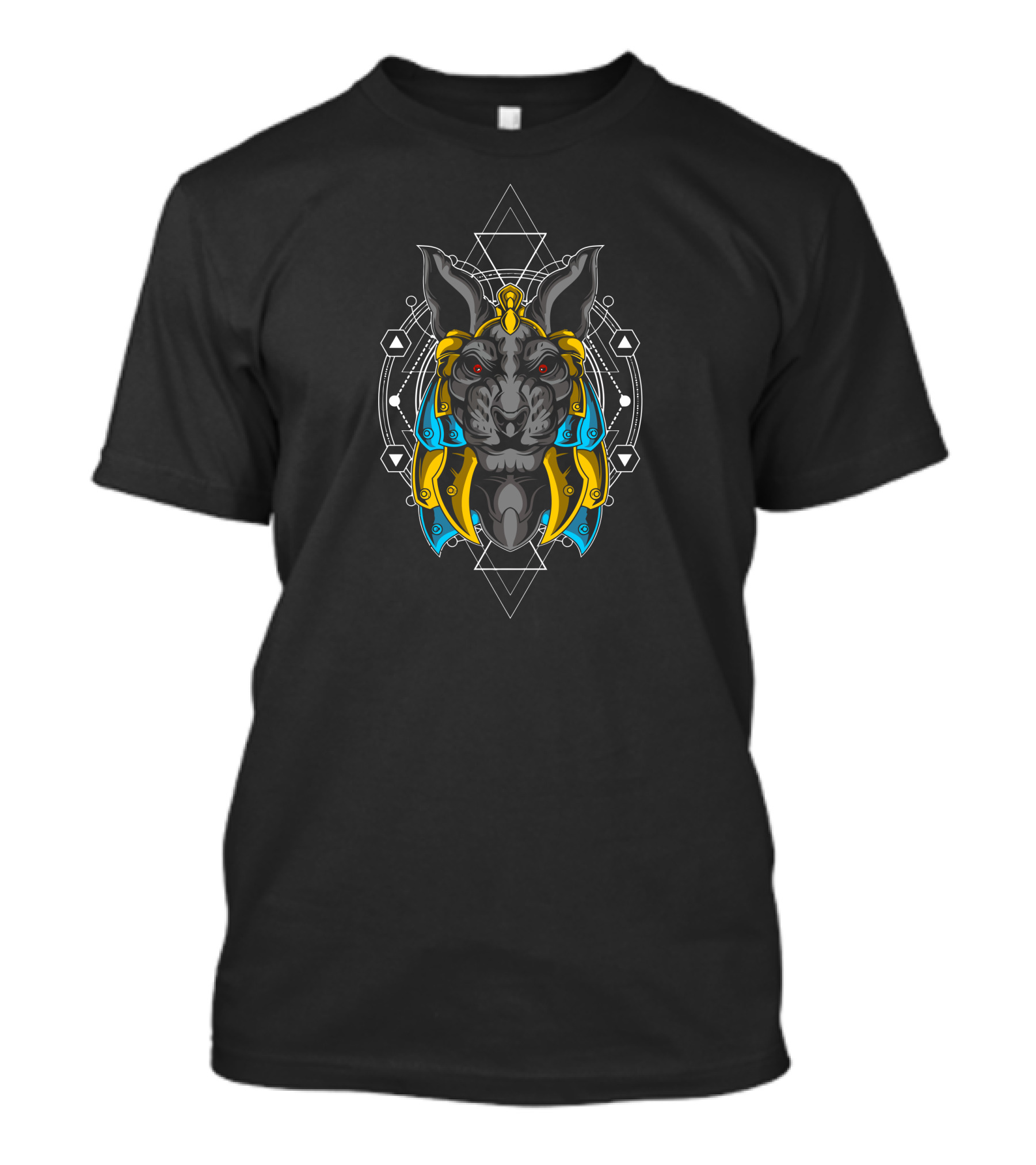 Red Eyed Anubis Geometric Pattern Cleopatra's Guardian Egypt Symbolism T-Shirt