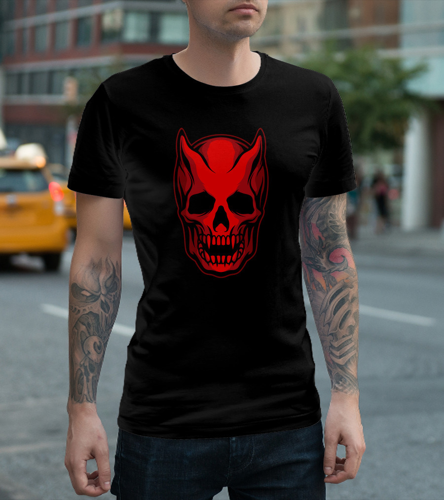 Red Devil Monster Skull T-Shirt