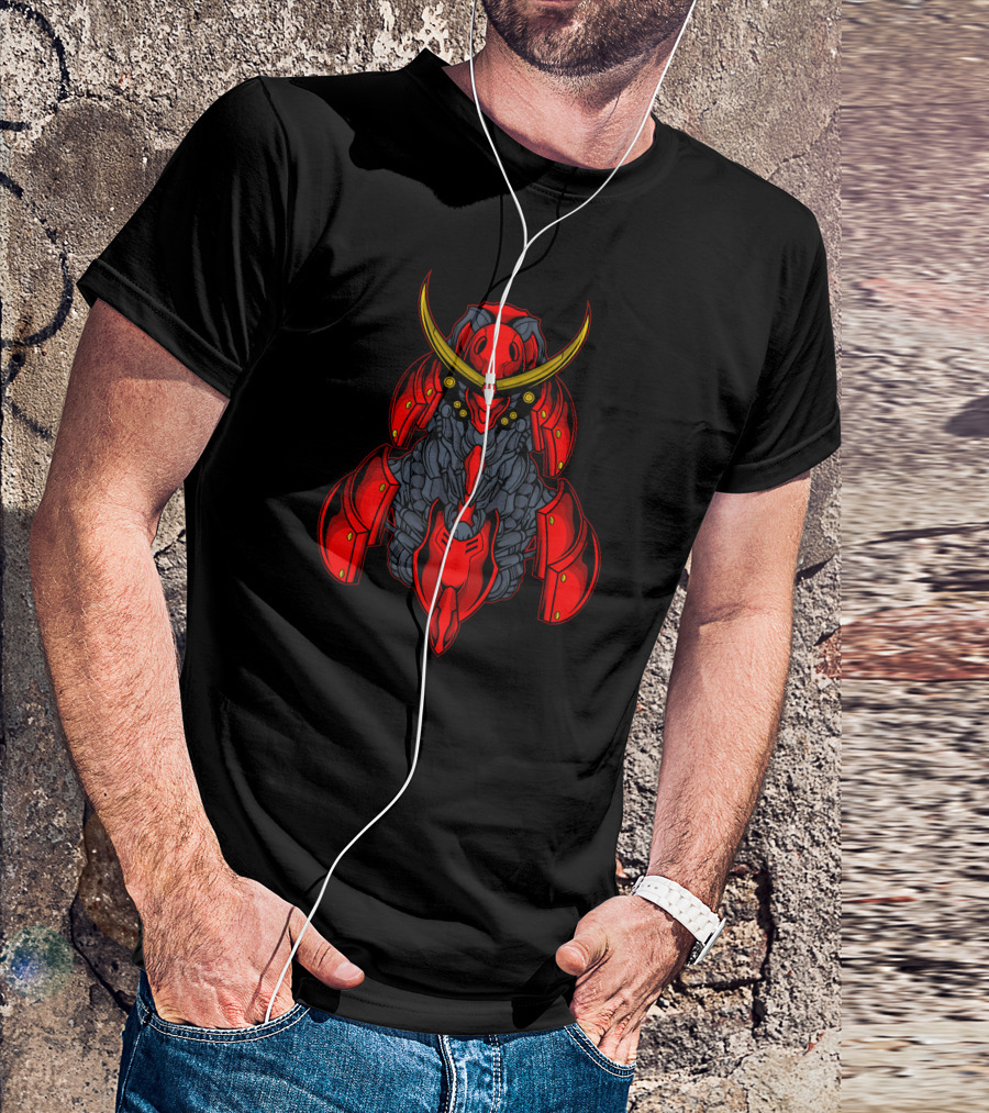 Red Samurai Robot Armor Warrior T-Shirt